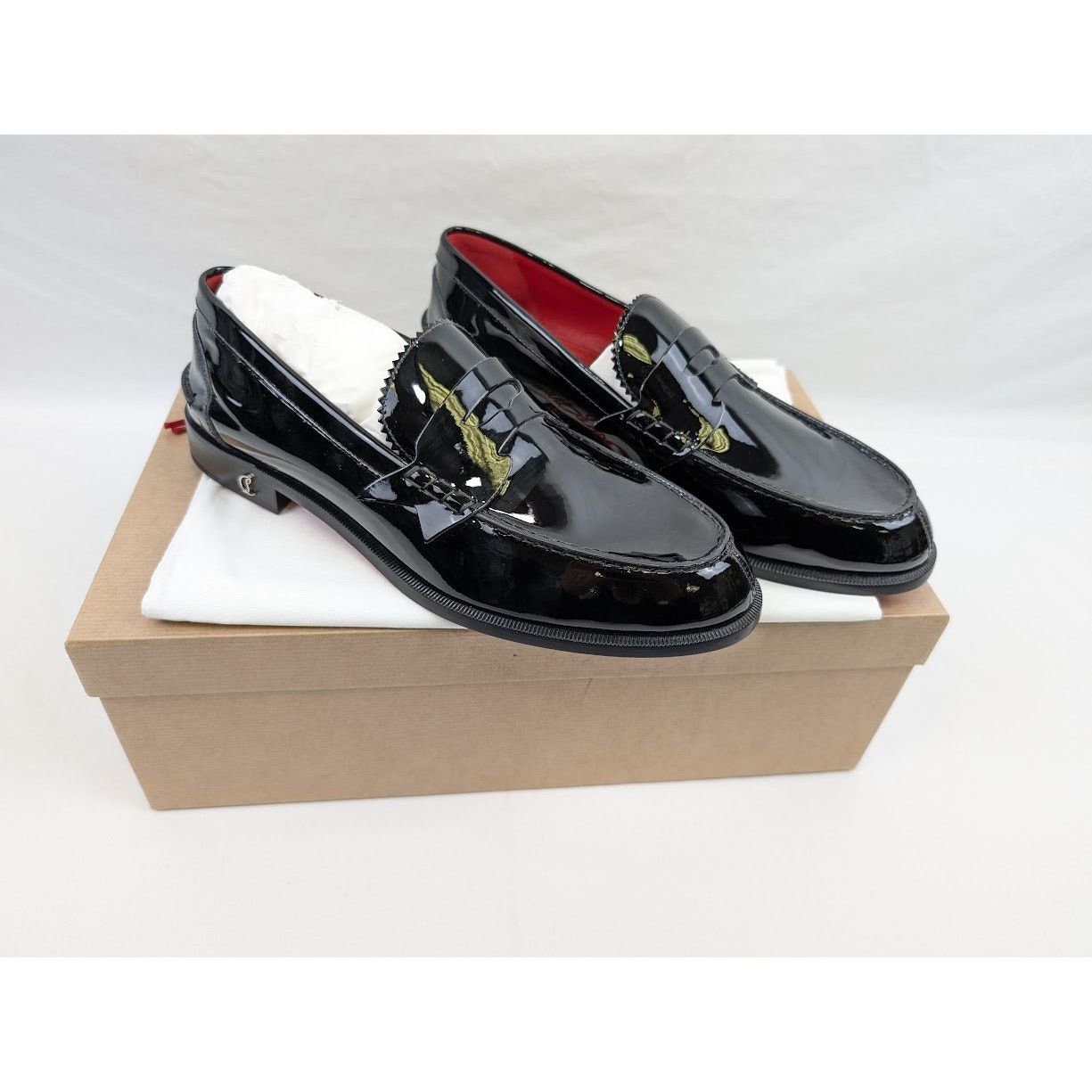 Christian Louboutin o1rshd1 Patent No Penny Flat Shoes in Black/Silver Size US 8.5 / EU 41-42 - 21 Thumbnail
