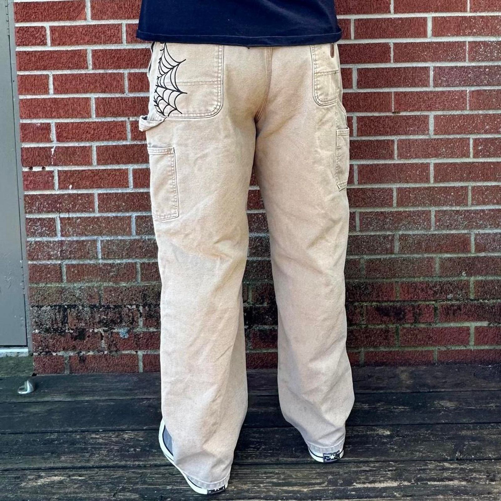 Carhartt Carhartt dungaree distressed pants with spider web details Size US 38 / EU 54 - 3 Thumbnail