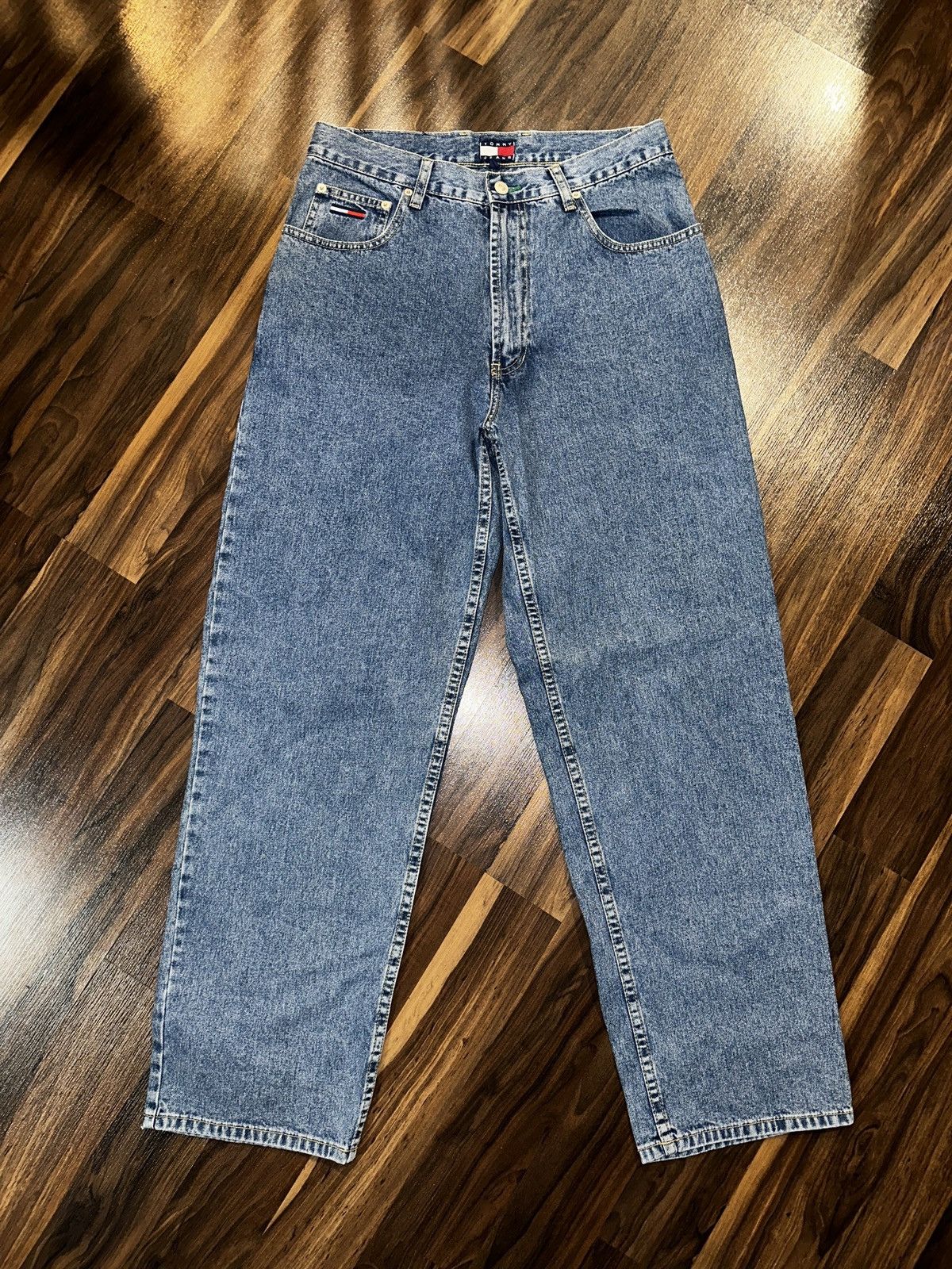 Tommy Hilfiger Vtg Y2K TOMMY HILFIGER Flag Patch Baggy Jeans 32W Size US 32 / EU 48 - 7 Thumbnail