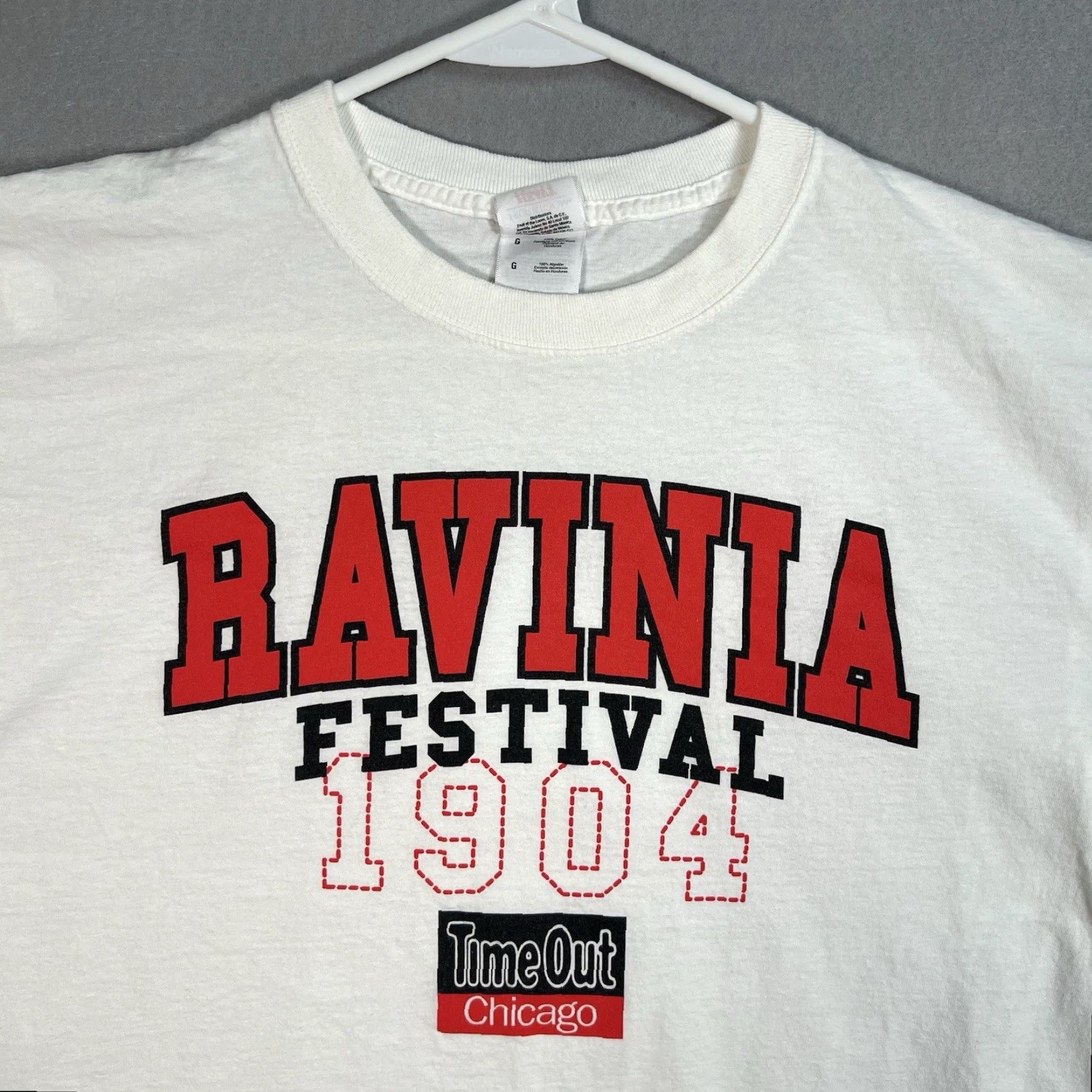Fruit Of The Loom VINTAGE Bavinia Festival Time Out Chicago T Shirt Adult Large White Mens Size US L / EU 52-54 / 3 - 4 Thumbnail