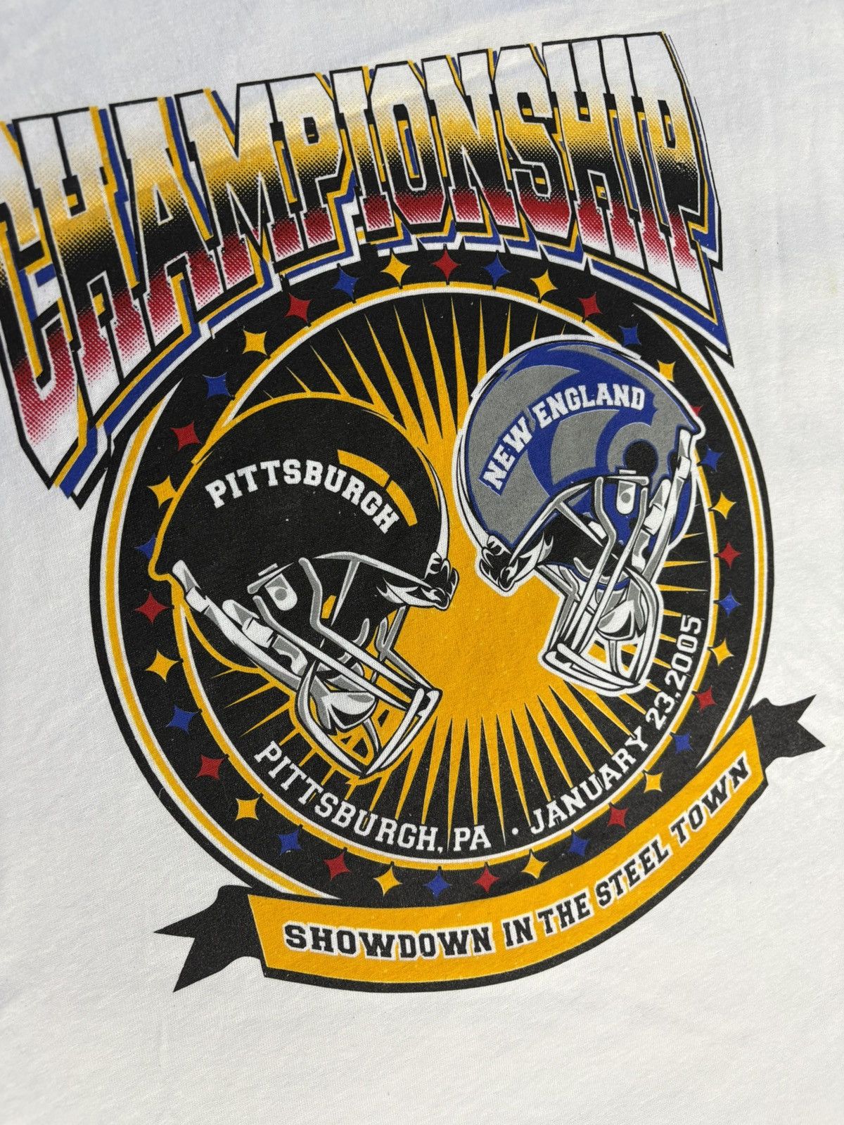 NFL × Vintage Vintage 2005 Steelers vs Patriots Champions Tshirt Size US XXL / EU 58 / 5 - 4 Thumbnail