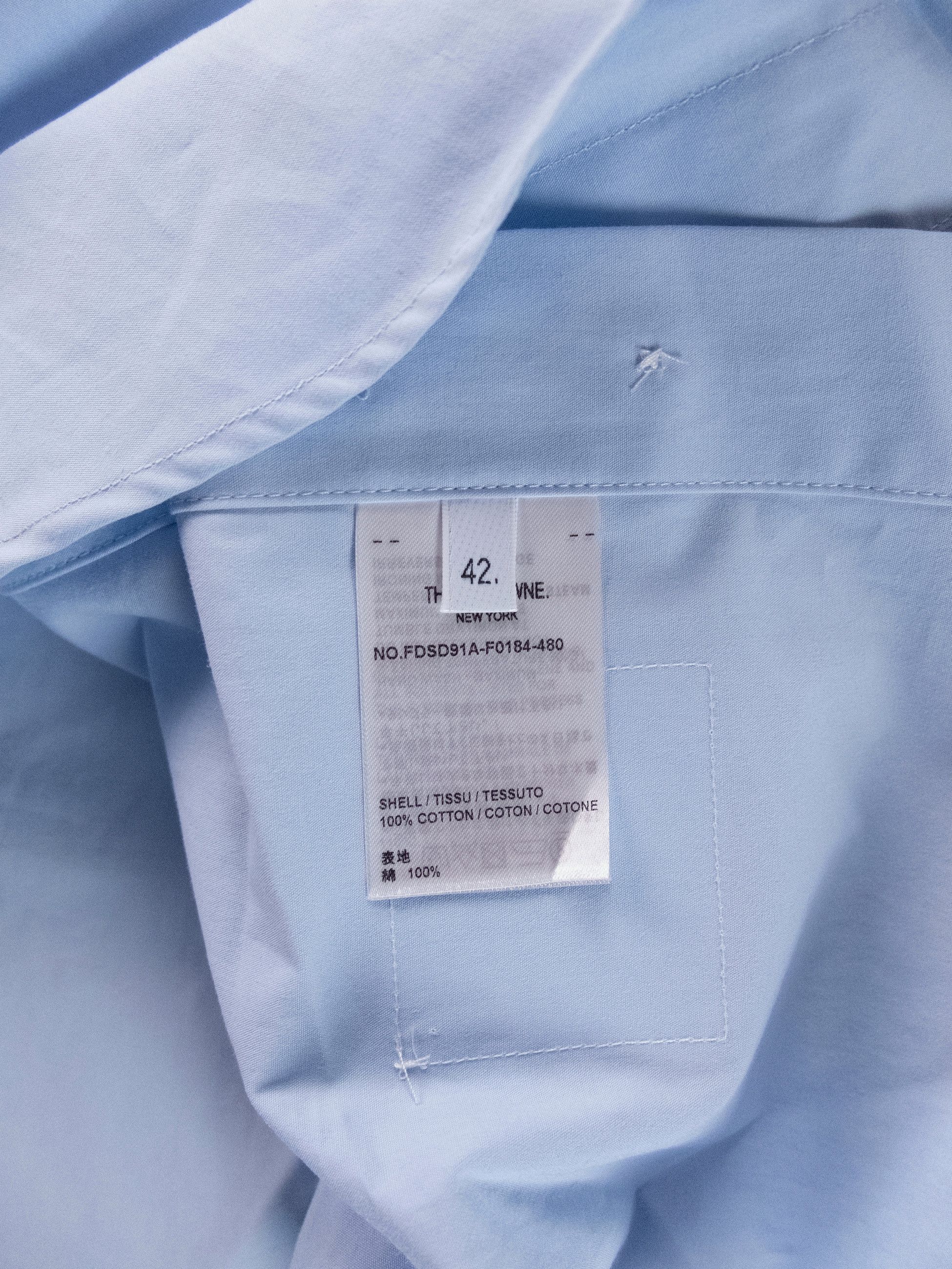 Thom Browne THOM BROWNE solid blue cotton gathered mini shirt dress 6 Size M / US 6-8 / IT 42-44 - 7 Thumbnail