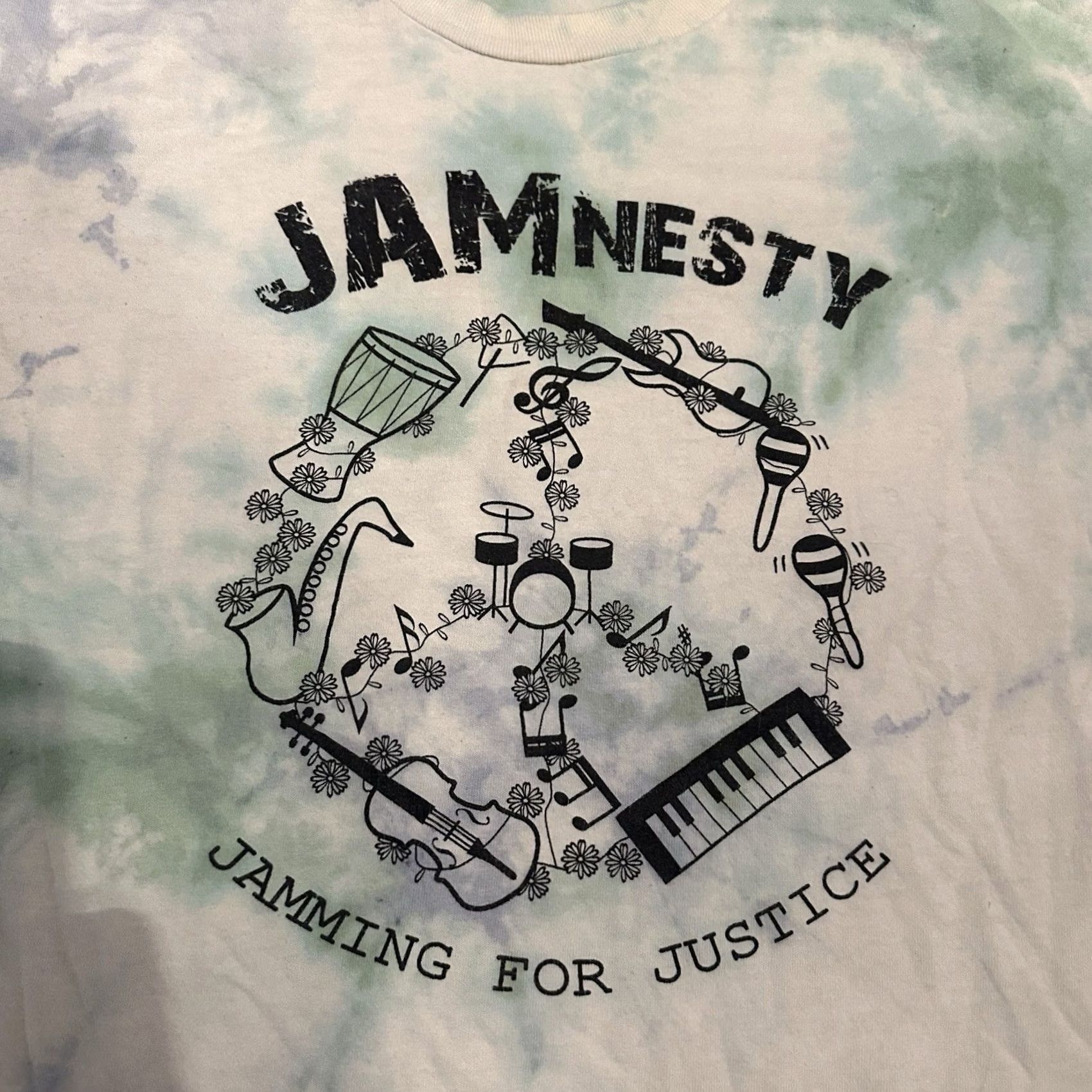 Vintage VINTAGE Tie Dye Music T Shirt JAMnesty Jamming For Justice Small Y2K Jensen Mens S Blue Size US S / EU 44-46 / 1 - 2 Thumbnail