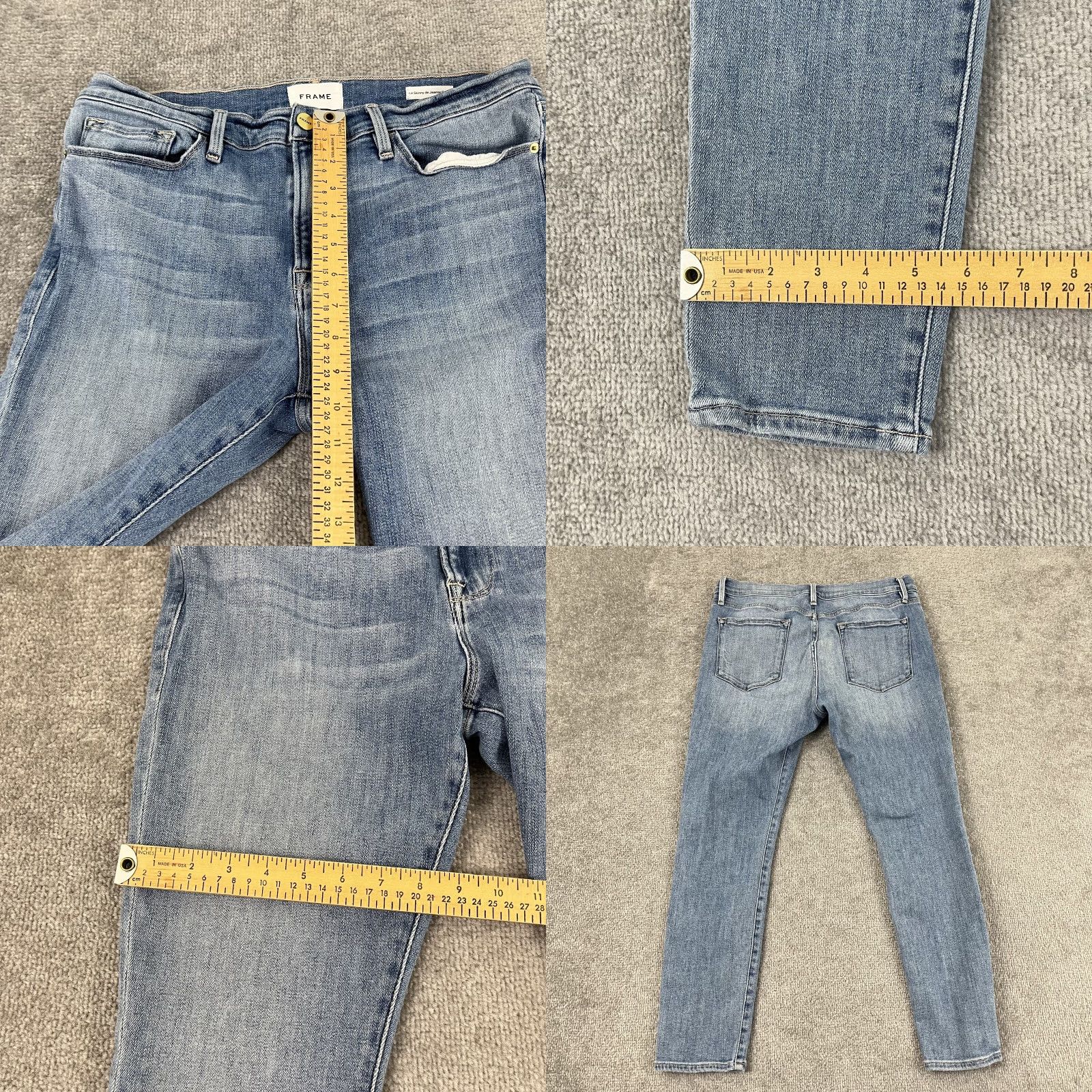 Frame FRAME Le Skinny de Jeanne Crop Jeans Womens Size 32 Light Blue Denim Slim Fit Stretch Size 24" / US 00 / IT 34 - 8 Thumbnail