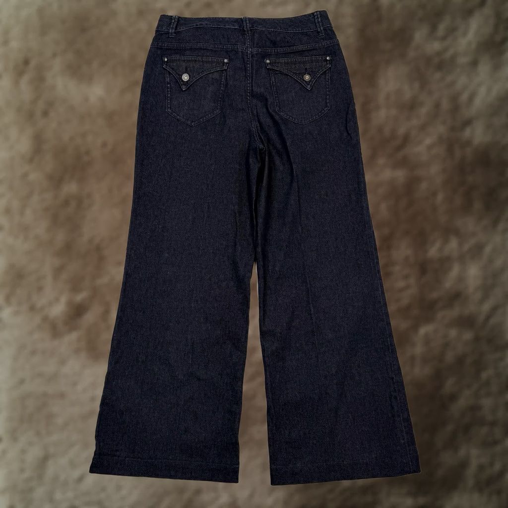 Vintage EDGE by Jen Rade Jeans Womens 10 Blue Wide-Leg High Rise Stretch Denim Dark Wash (High-Rise) Womens Jeans 5-Pocket Design, Zip Closure, 29in Inseam Size 32" / US 10 / IT 46 - 1 Thumbnail