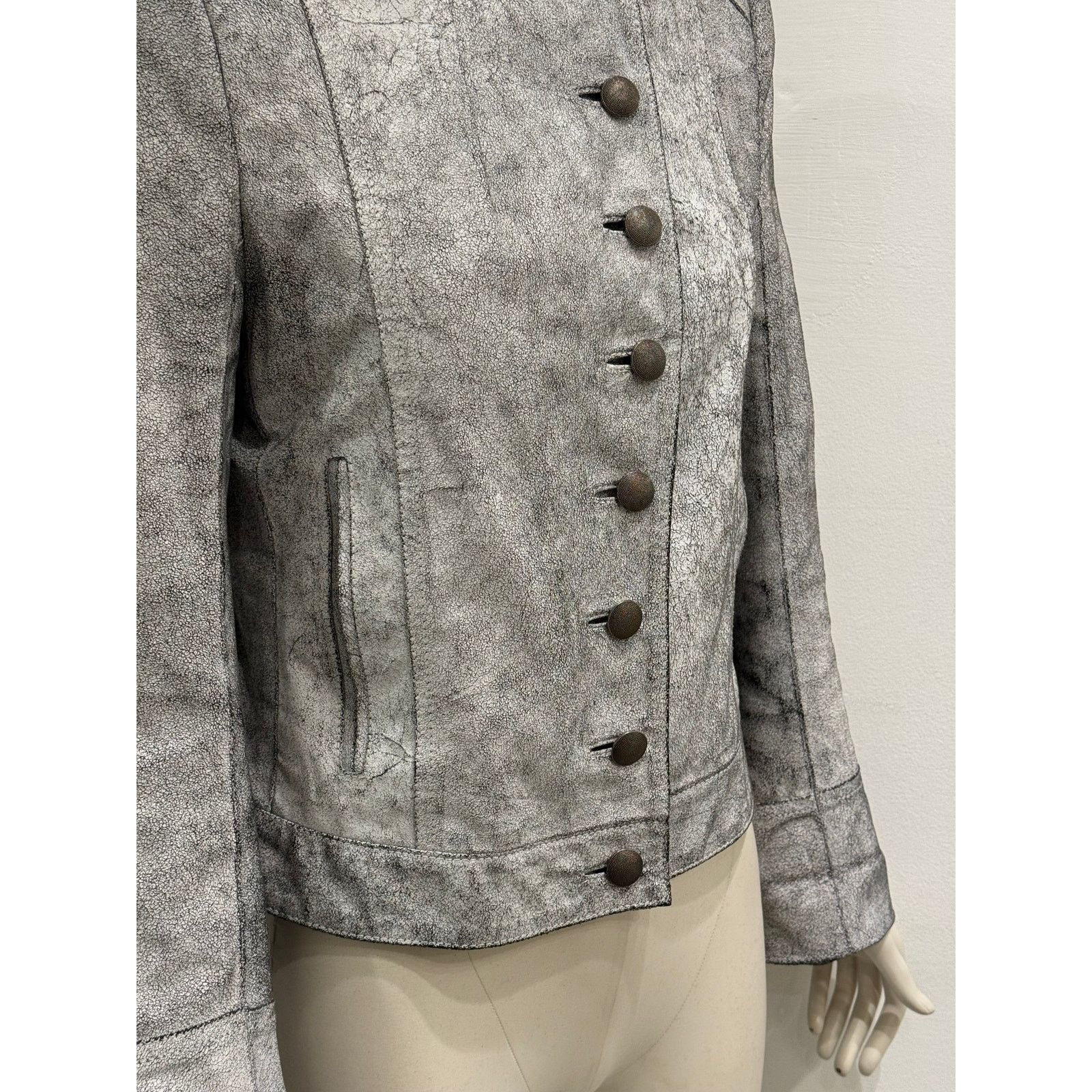 Ann Demeulemeester S/S 2002 Ann Demeulemeester cracked leather Napoleon jacket Size S / US 4 / IT 40 - 6 Thumbnail