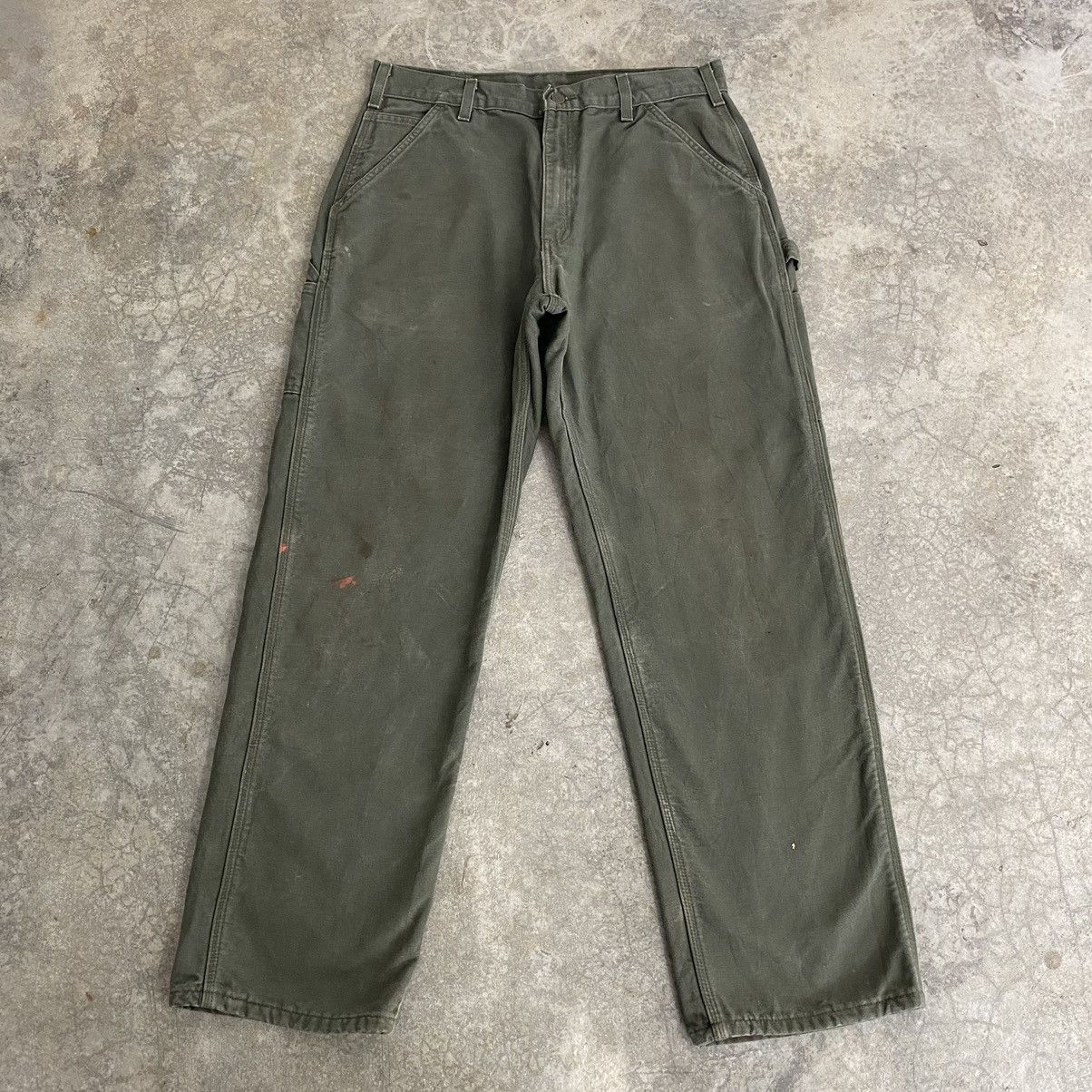 Carhartt VTG Carhartt Blanket Lined Moss Green Carpenter Work Pants Size US 34 / EU 50 - 2 Thumbnail