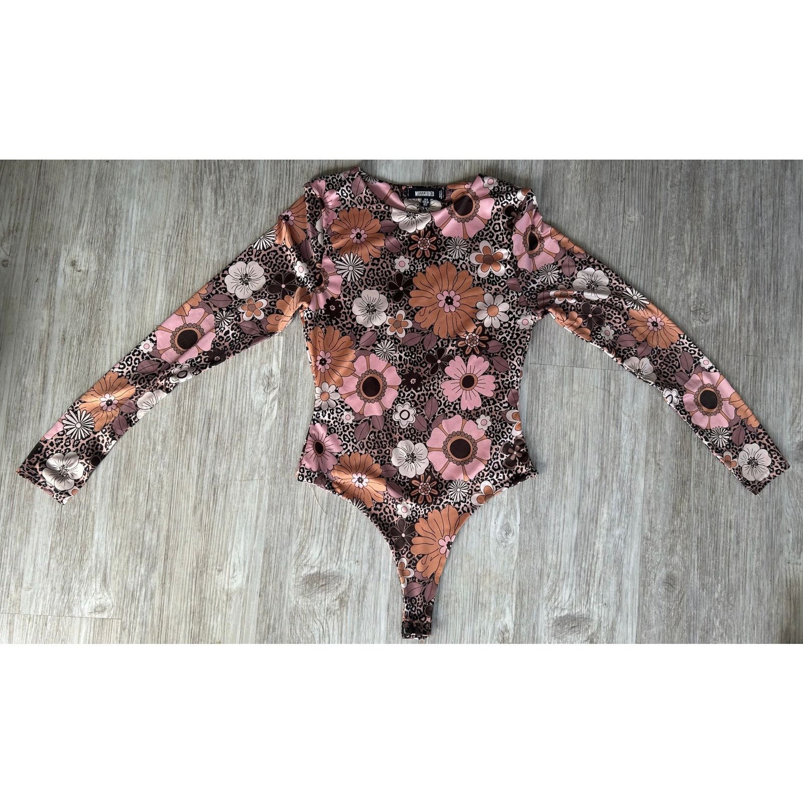 Other Missguided | Floral Cheetah Leopard Print Bodysuit | 2 Size XS / US 0-2 / IT 36-38 - 1 Thumbnail