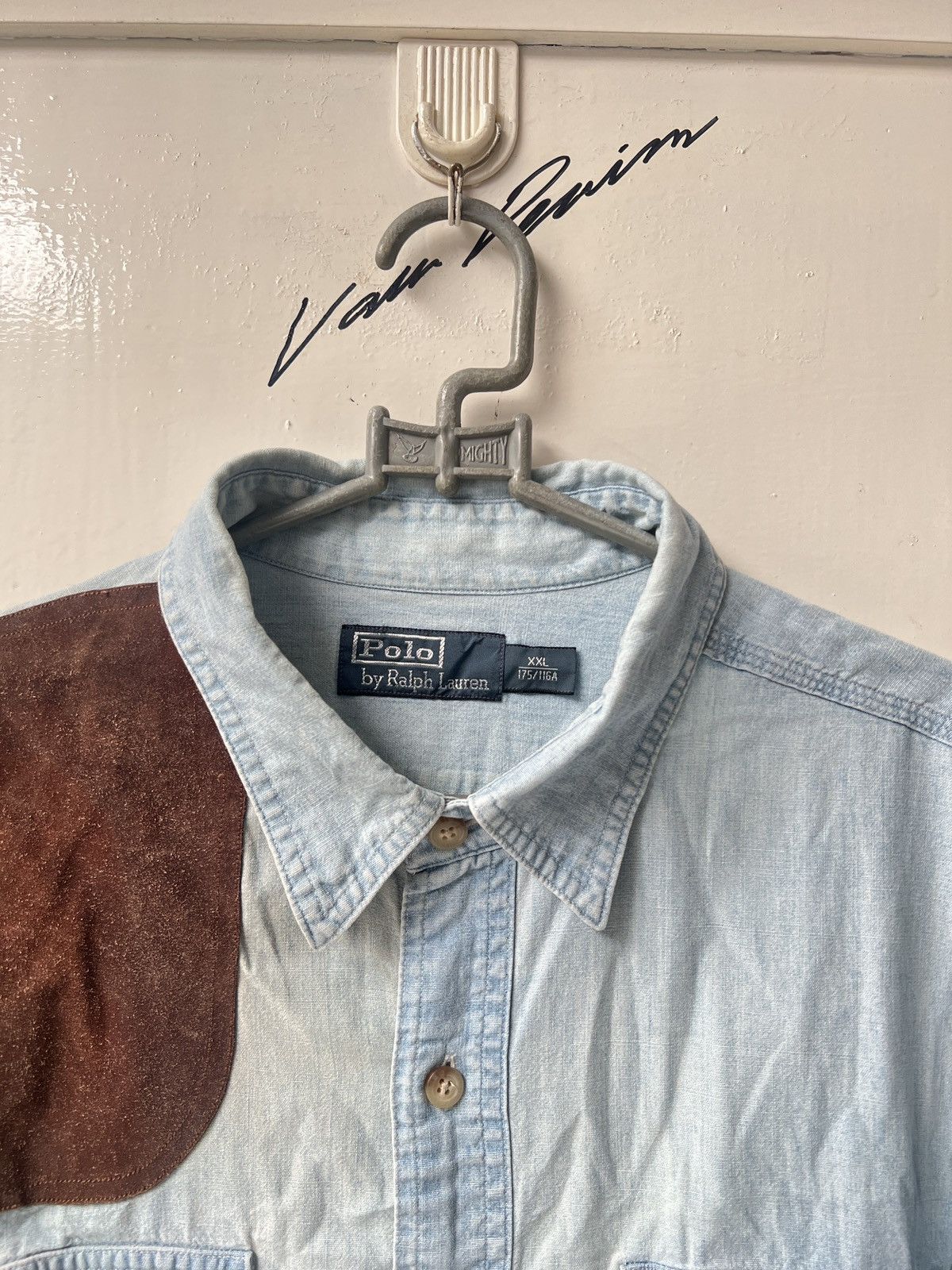 Polo Ralph Lauren POLO Ralph Laurent Leather Suede Chambray Shirt Size US XXL / EU 58 / 5 - 4 Thumbnail