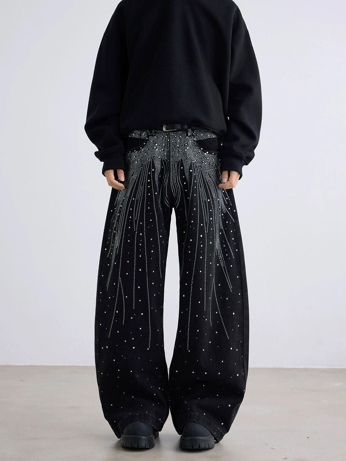 Japanese Brand Rhinestone Embellished Jeans with Cascade Pattern Size US 32 / EU 48 - 1 Thumbnail