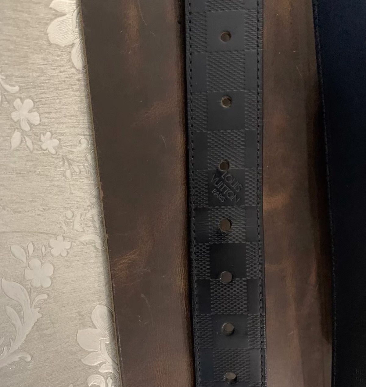 Louis Vuitton LOUIS VUITTON Black Damier Graphite Belt Size ONE SIZE - 6 Thumbnail
