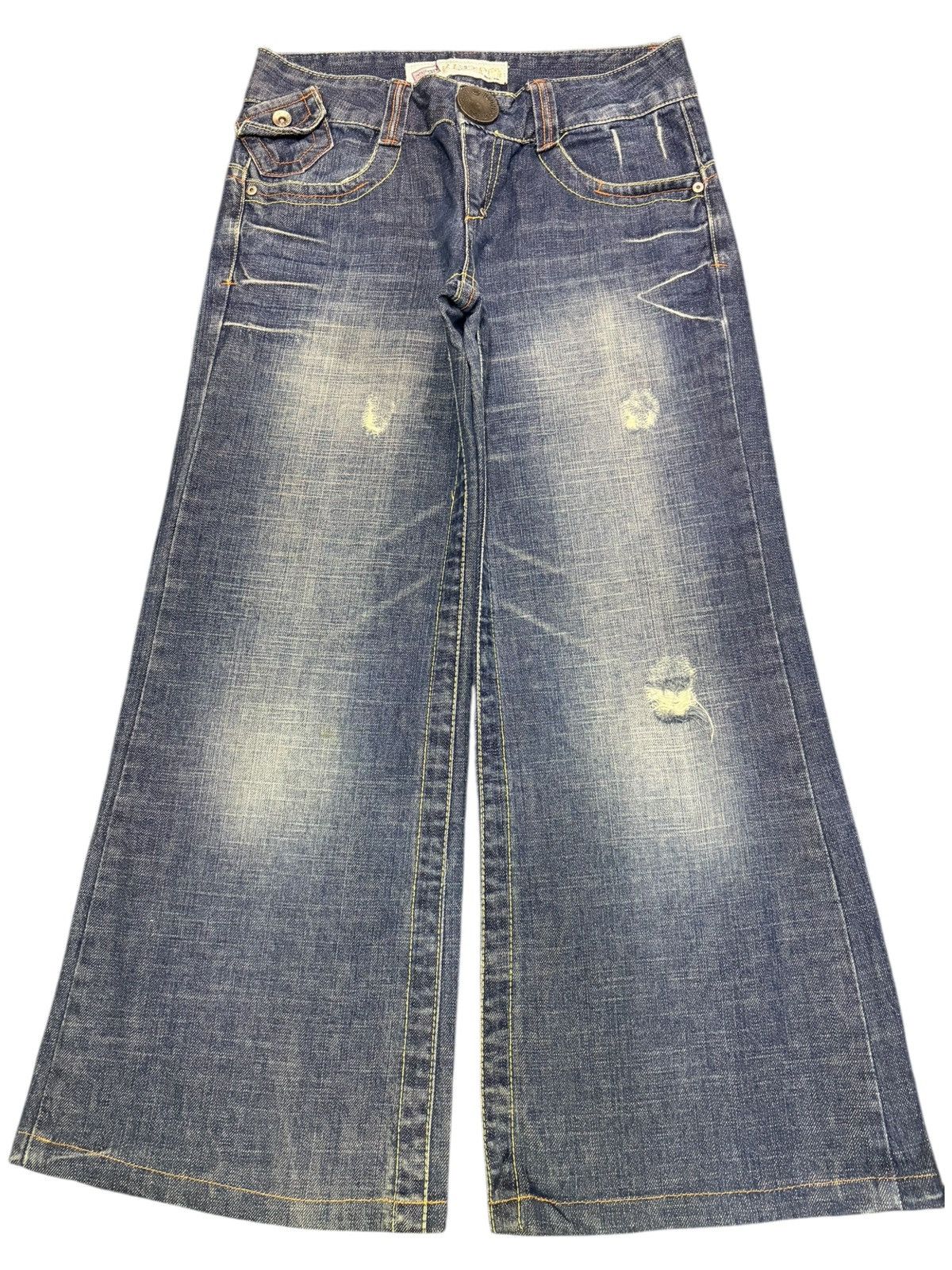 Fubu Vintage Red Pepper Buckle Back Distress Baggy Flare Jeans Size 29" - 1 Thumbnail