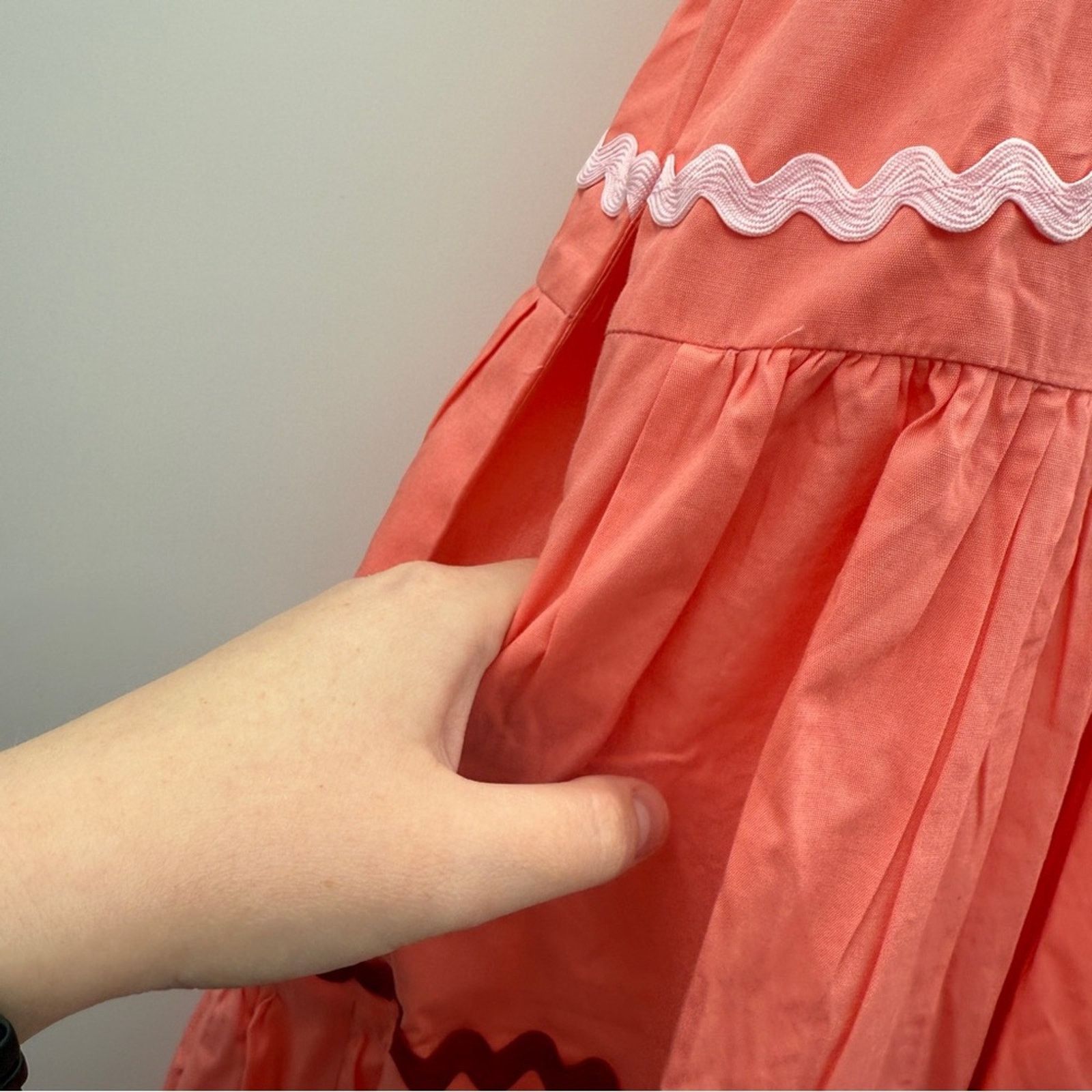 Anthropologie Anthropologie Helena Square Neck Tiered Coral Midi Dress Size S / US 4 / IT 40 - 7 Thumbnail