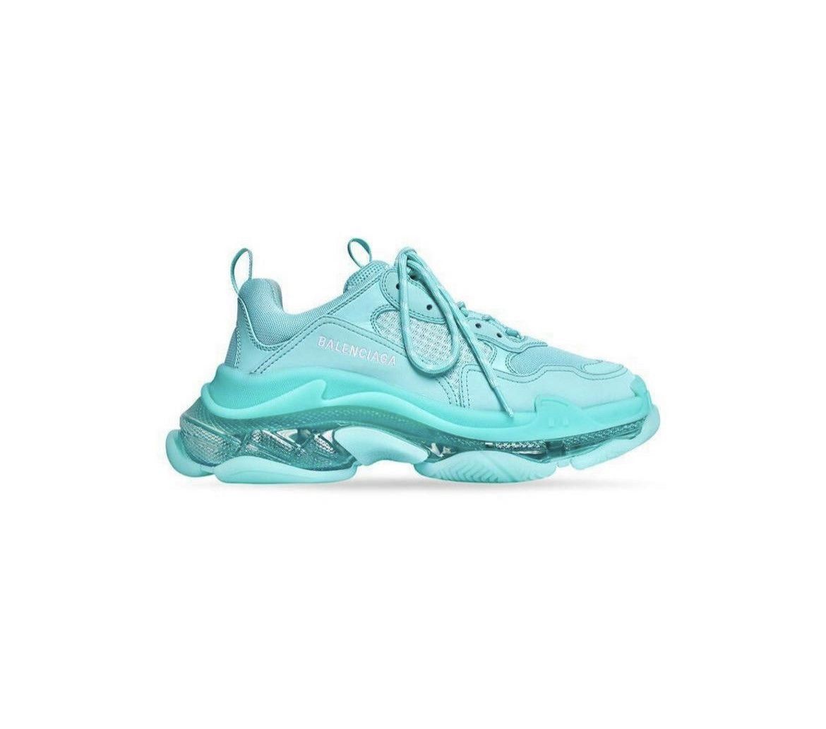image of Balenciaga O1La1Rc1A1123 Triple S Clear Sole Sneakers In Light Blue, Men's (Size 9)