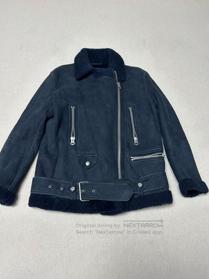 Acne Studios Acne Studios Women's Fur and Leather One-piece Jacket, Blu Size 4XL / US 24-26 - 1 Thumbnail