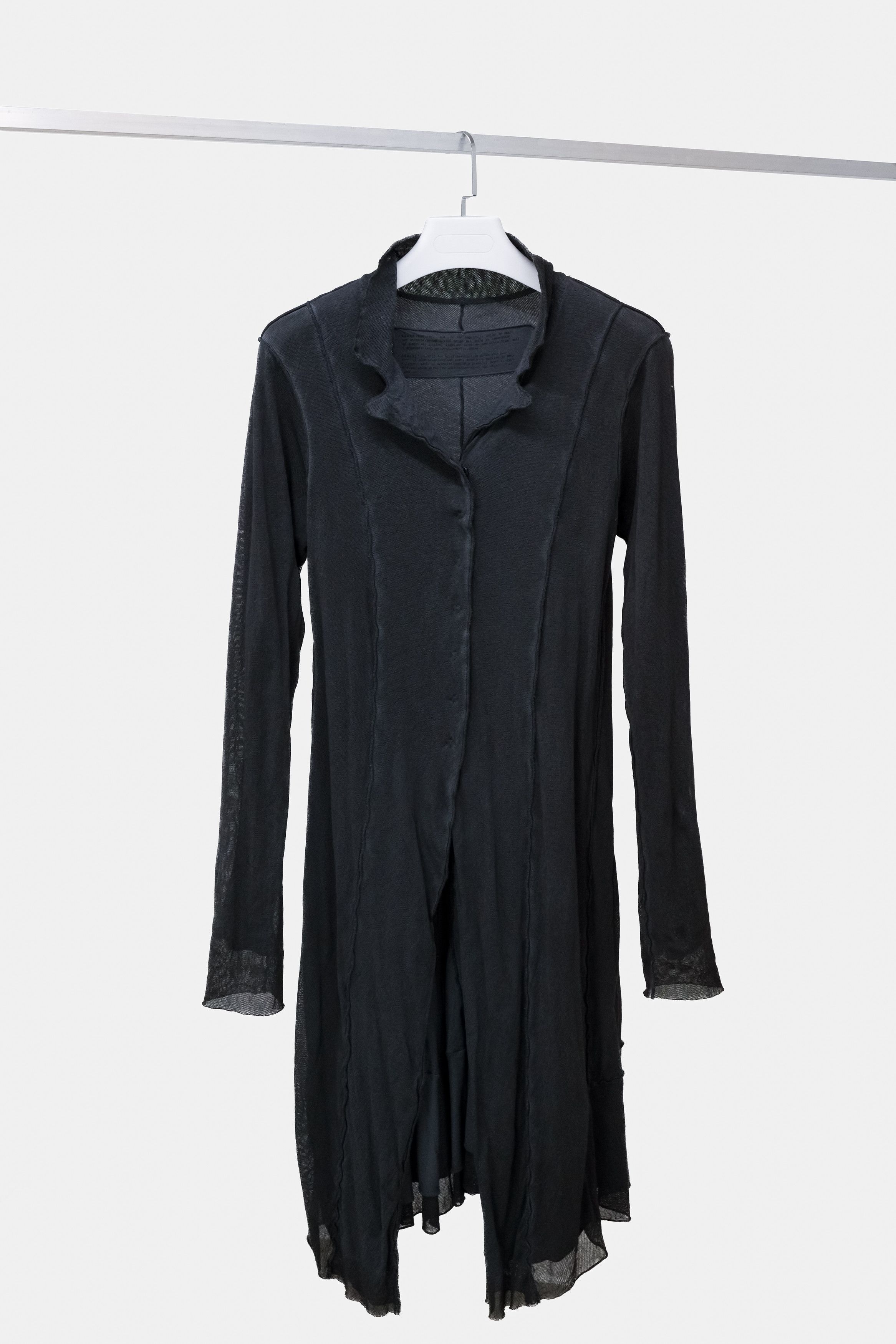 image of Rundholz Black Label Charcoal Mesh Distressed Cardigan, Women's (Size Medium)