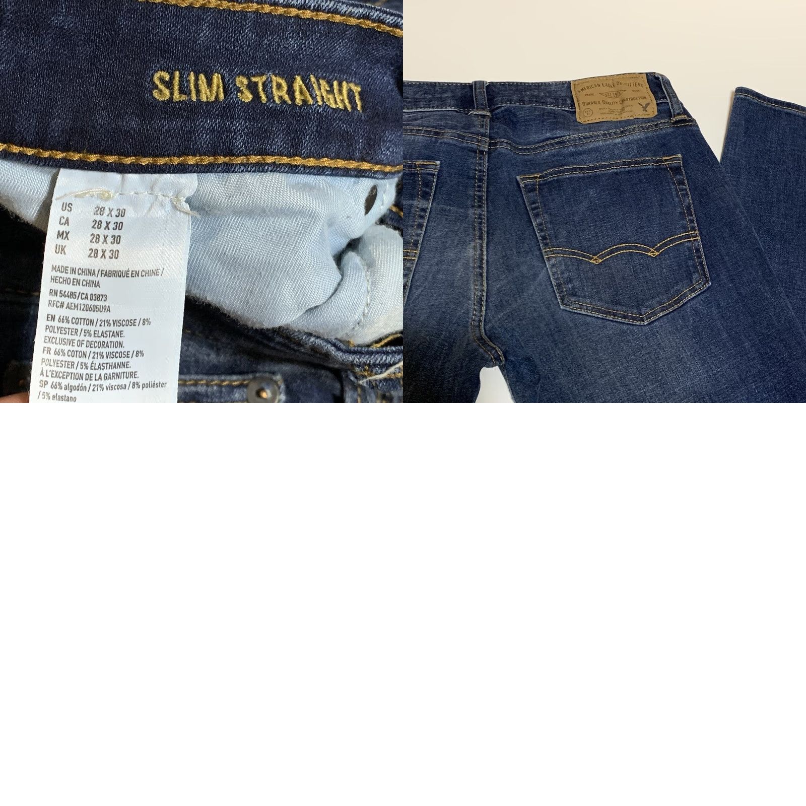 American Eagle Outfitters American Eagle Jeans Men 28x29 Slim Straight Leg Flex 4 360 Blue Denim Size US 28 / EU 44 - 8 Thumbnail