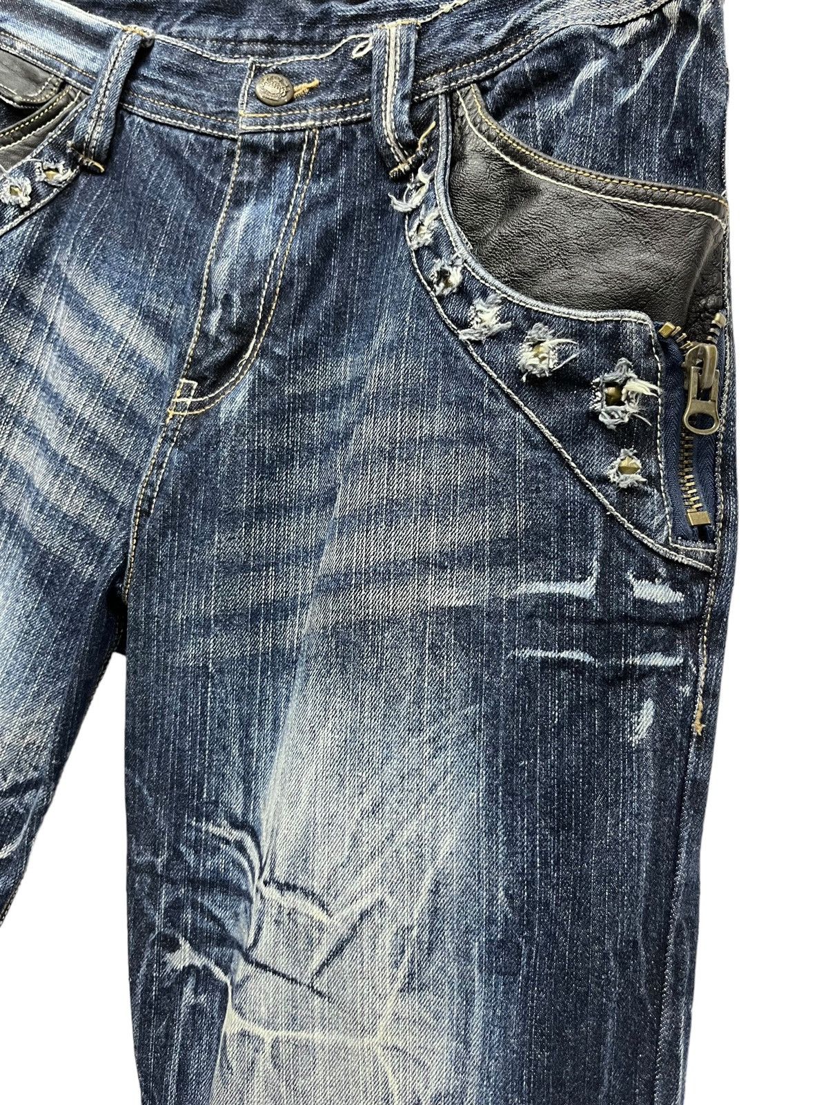 Beauty Beast × If Six Was Nine × Tornado Mart FYE🔥Vtg 90’s TRIXY Punk Studded Acid Wash Blue Flare Denim Size US 33 - 13 Thumbnail