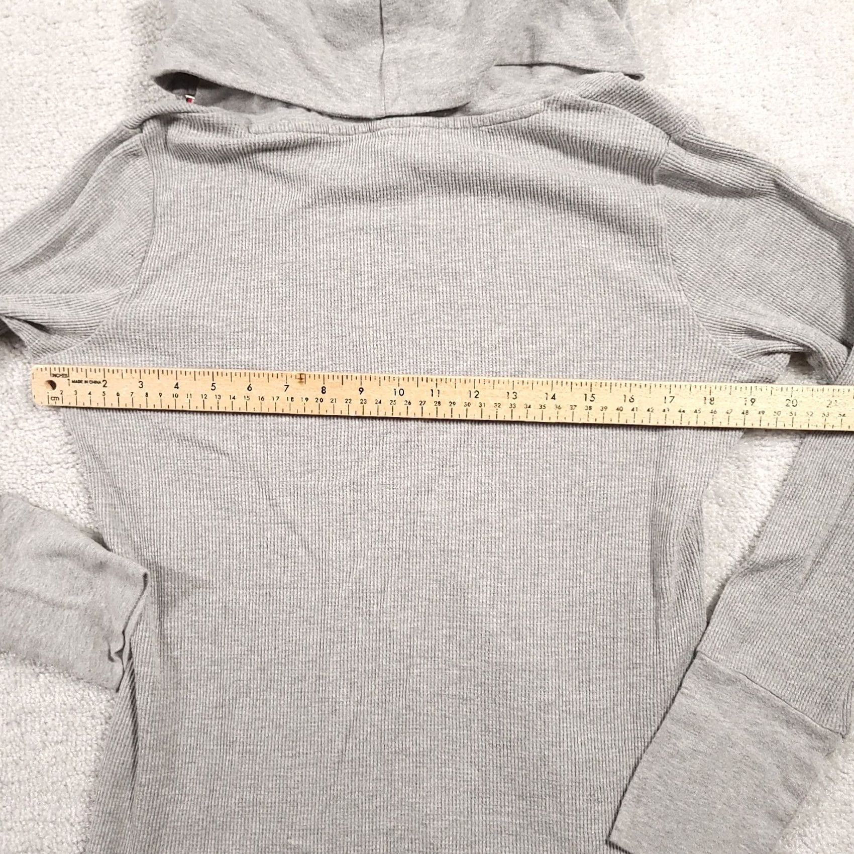 Tommy Hilfiger Tommy Hilfiger Womens Gray M Cowl Neck Waffle Pullover Top Zip Neck Blouse 90s Size M / US 6-8 / IT 42-44 - 6 Thumbnail