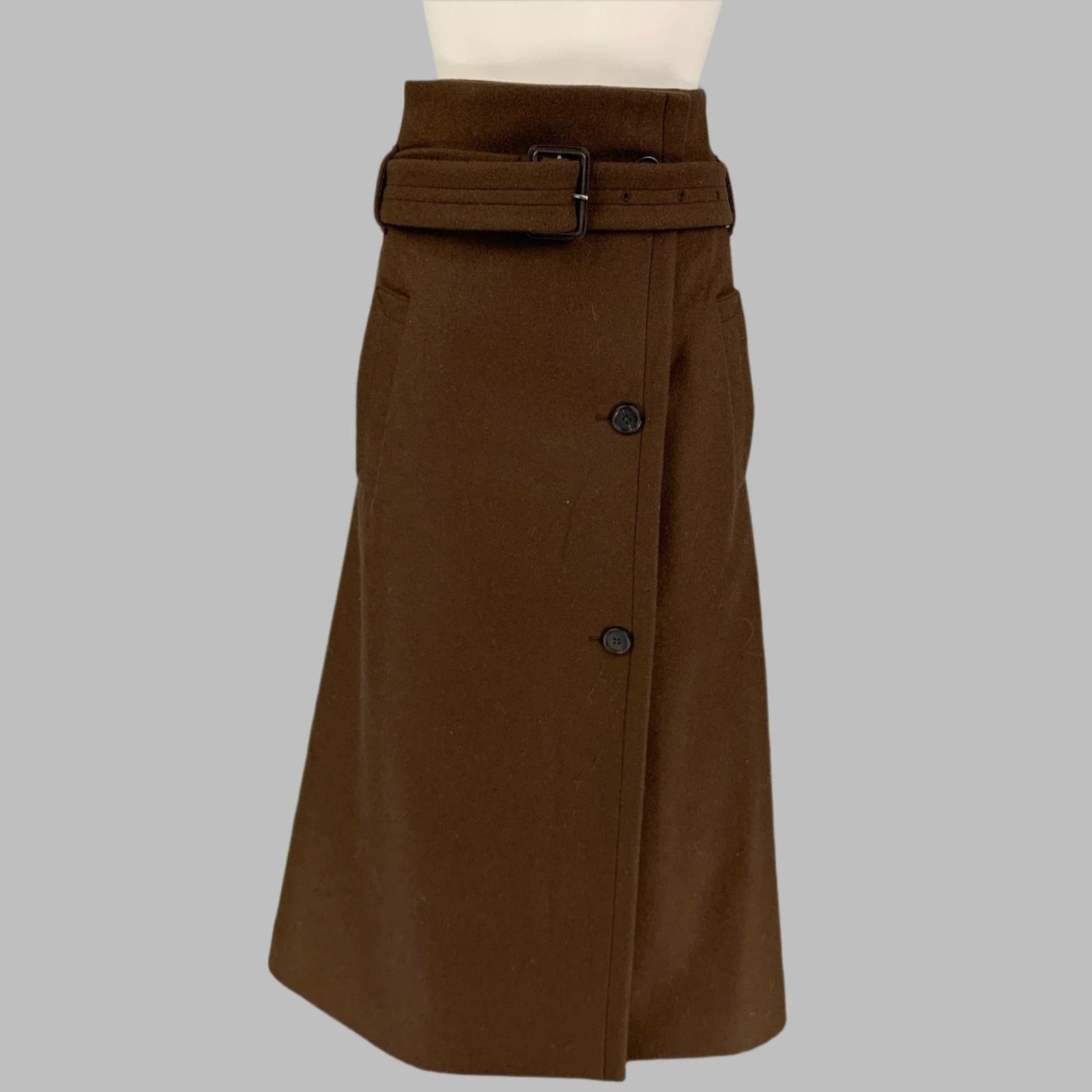 Size XS Brown Wool Polyamide Benito Belted Paperbag Skirt