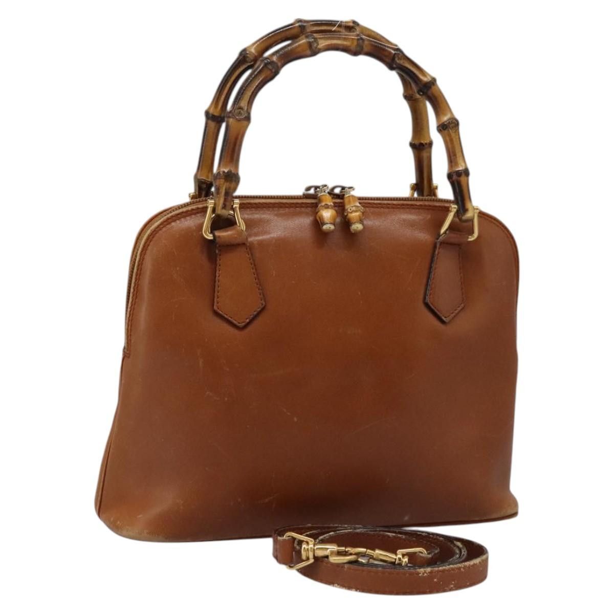 GUCCI Bamboo Hand Bag Leather Brown Gold 000 2865 000 2865