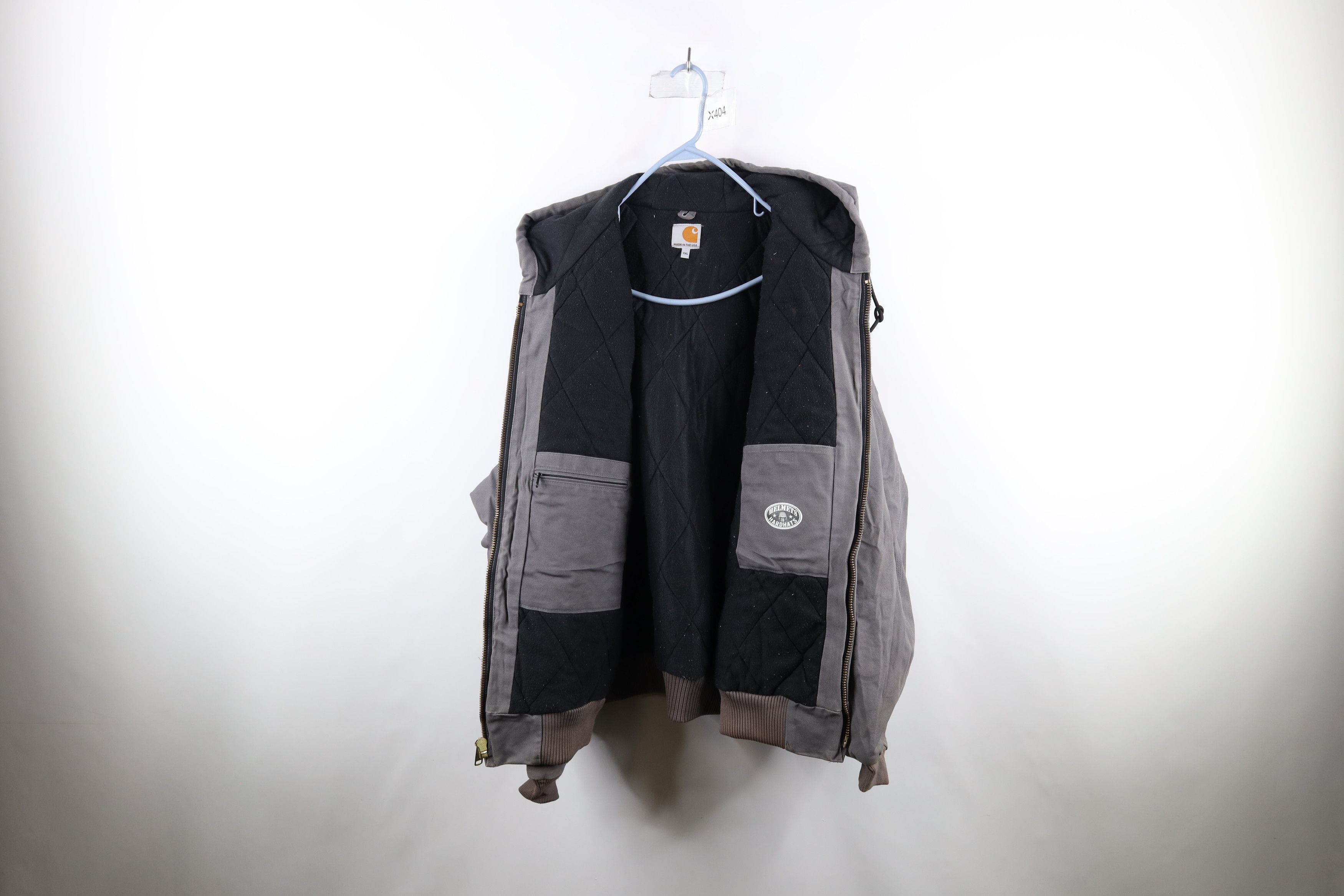 Carhartt × Vintage Vintage Carhartt Spell Out Quilted Hooded Jacket Gray USA Size US XXL / EU 58 / 5 - 11 Thumbnail