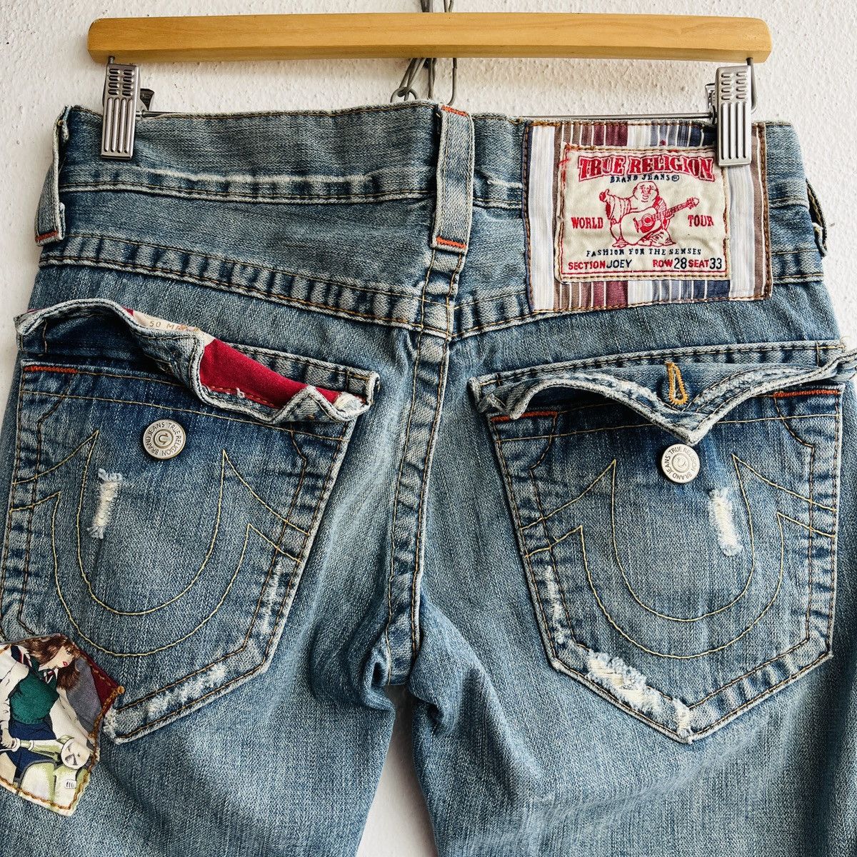 Seditionaries Flared TRUE RELIGION Distressed Patches Sashiko Jeans Size US 28 / EU 44 - 23 Thumbnail