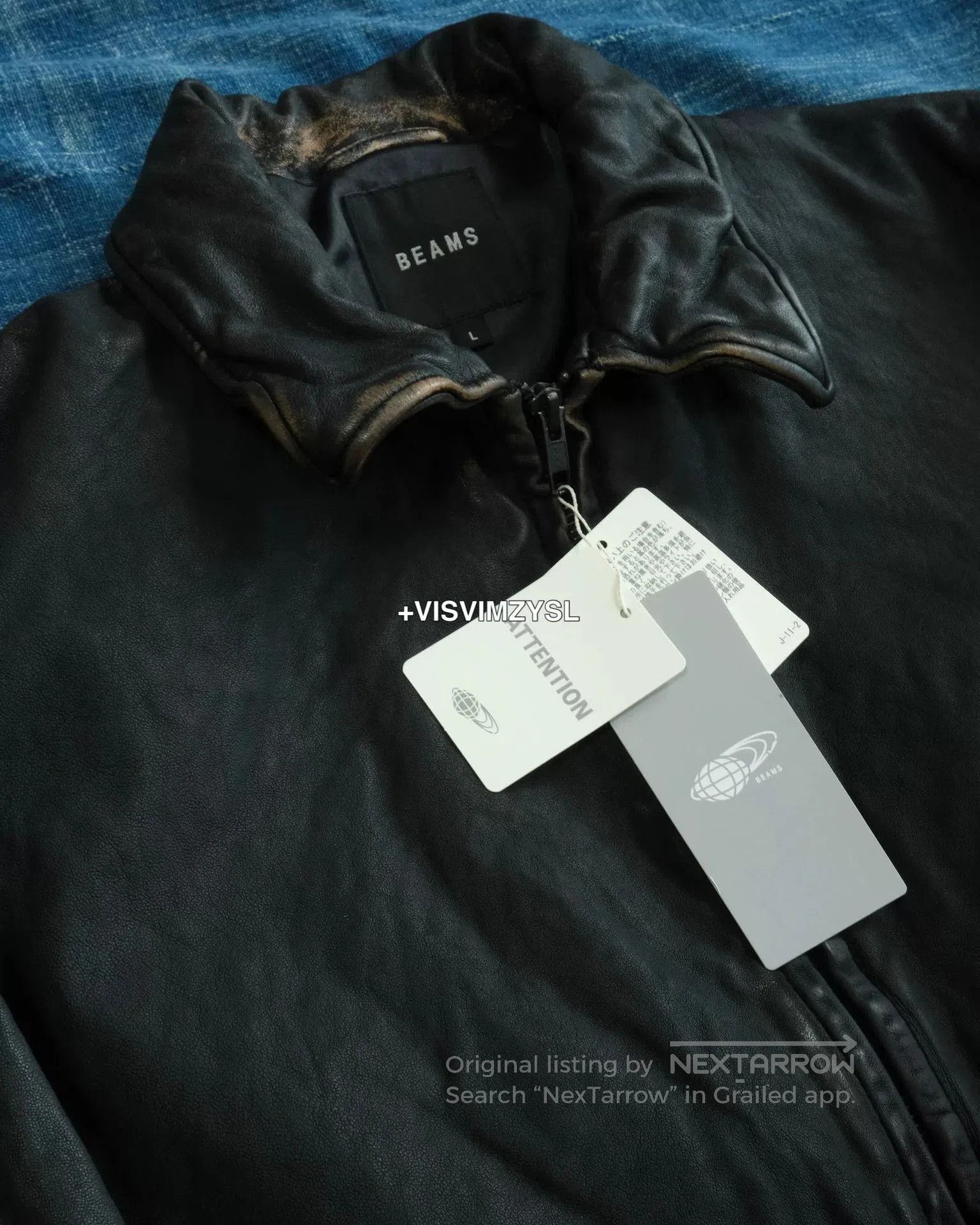 Beams Japan stylish distressed black leather jacket. Size US S / EU 44-46 / 1 - 2 Thumbnail