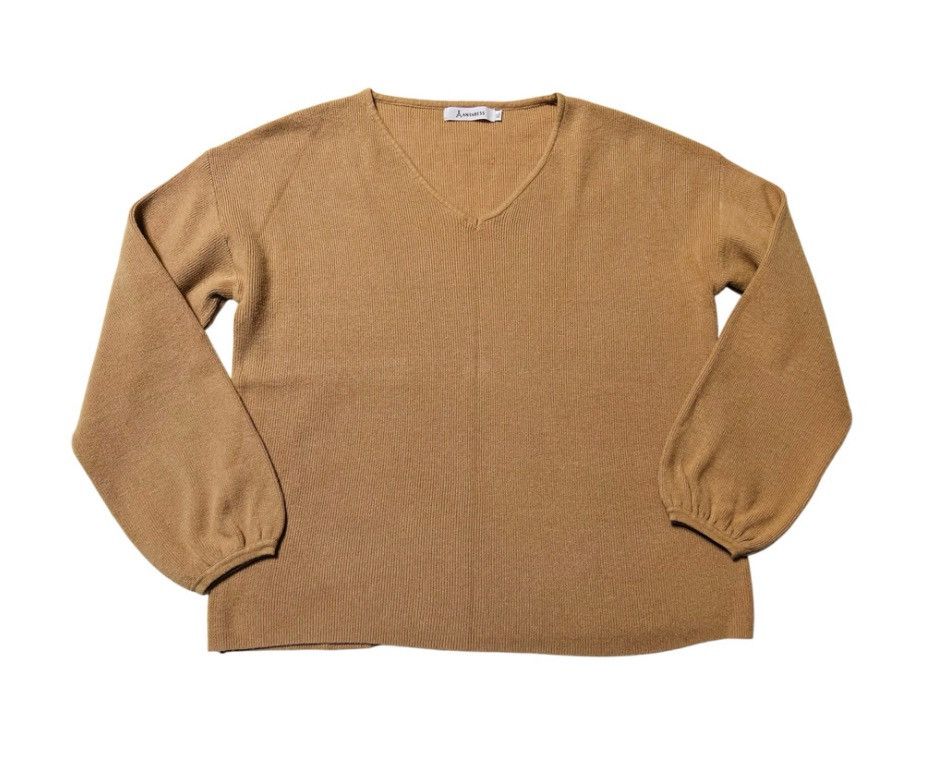 Other Anrabess Long Sleeve Tan V-Neck Sweater – Size XL Size XL / US 12-14 / IT 48-50 - 1 Thumbnail
