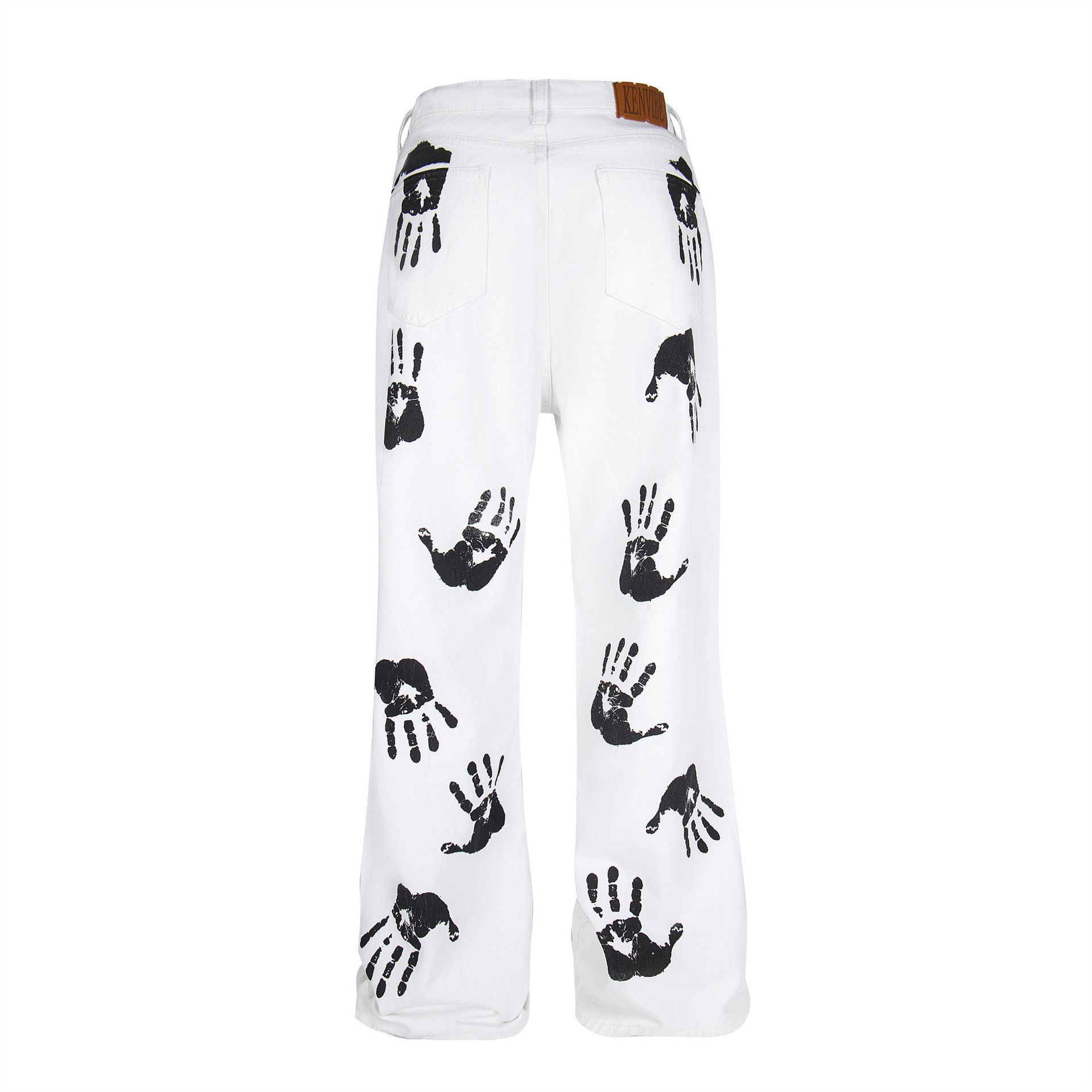 Jean Men's High-Street Hip-Hop Denim Jeans with Palm Print Size US 32 / EU 48 - 2 Thumbnail