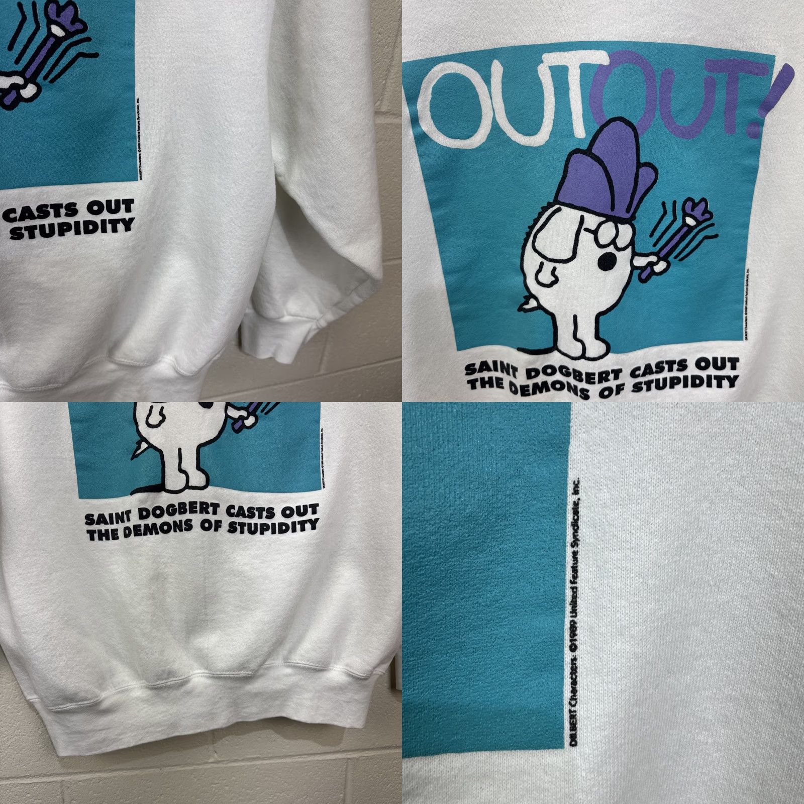Fruit Of The Loom VINTAGE Fruit of the Loom Dilbert Dogbert Out Out Sweatshirt Crewneck White Mens XXL 80s 90s Cartoon Graphic Print Pullover Sweatshirt Men Size US XXL / EU 58 / 5 - 8 Thumbnail
