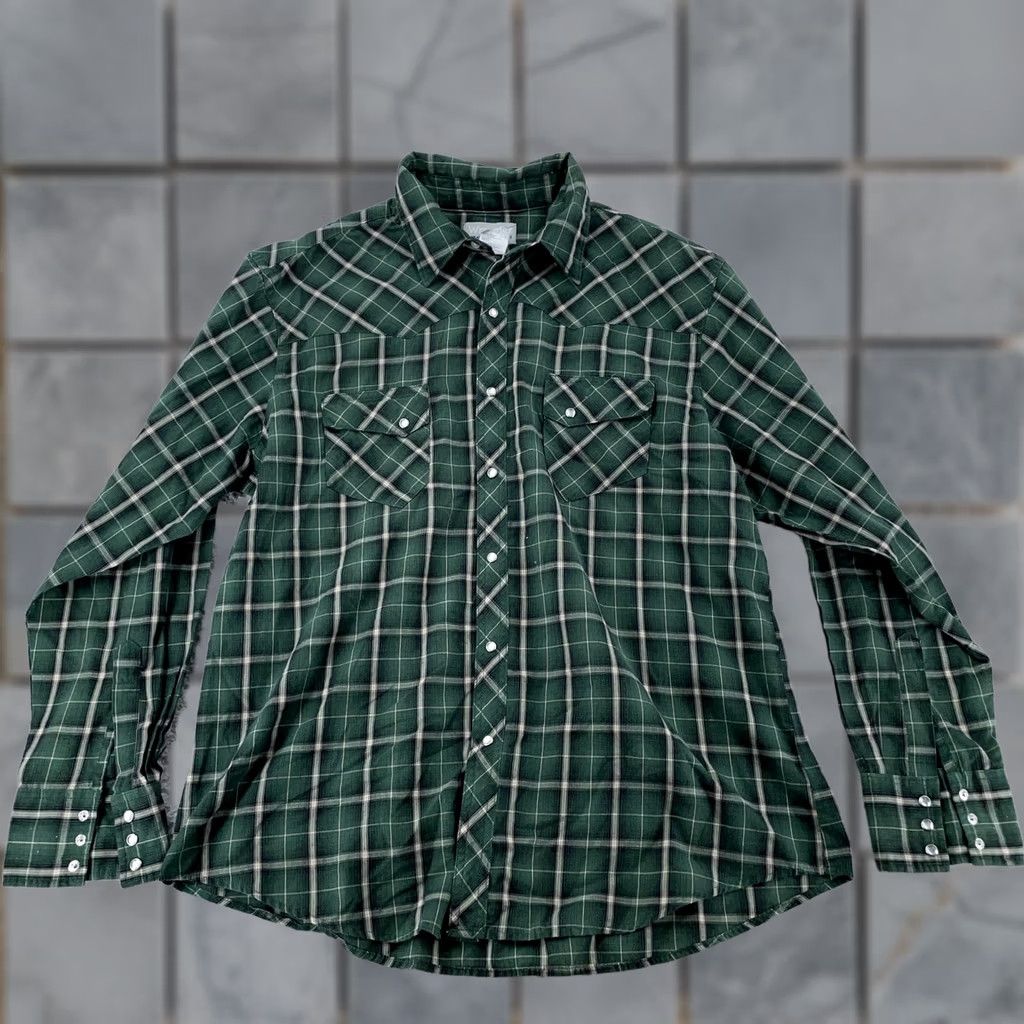 Wrangler Wrangler Shirt Mens XL Green Plaid Pearl Snap Western Collared MTW1229 Size US XL / EU 56 / 4 - 1 Thumbnail