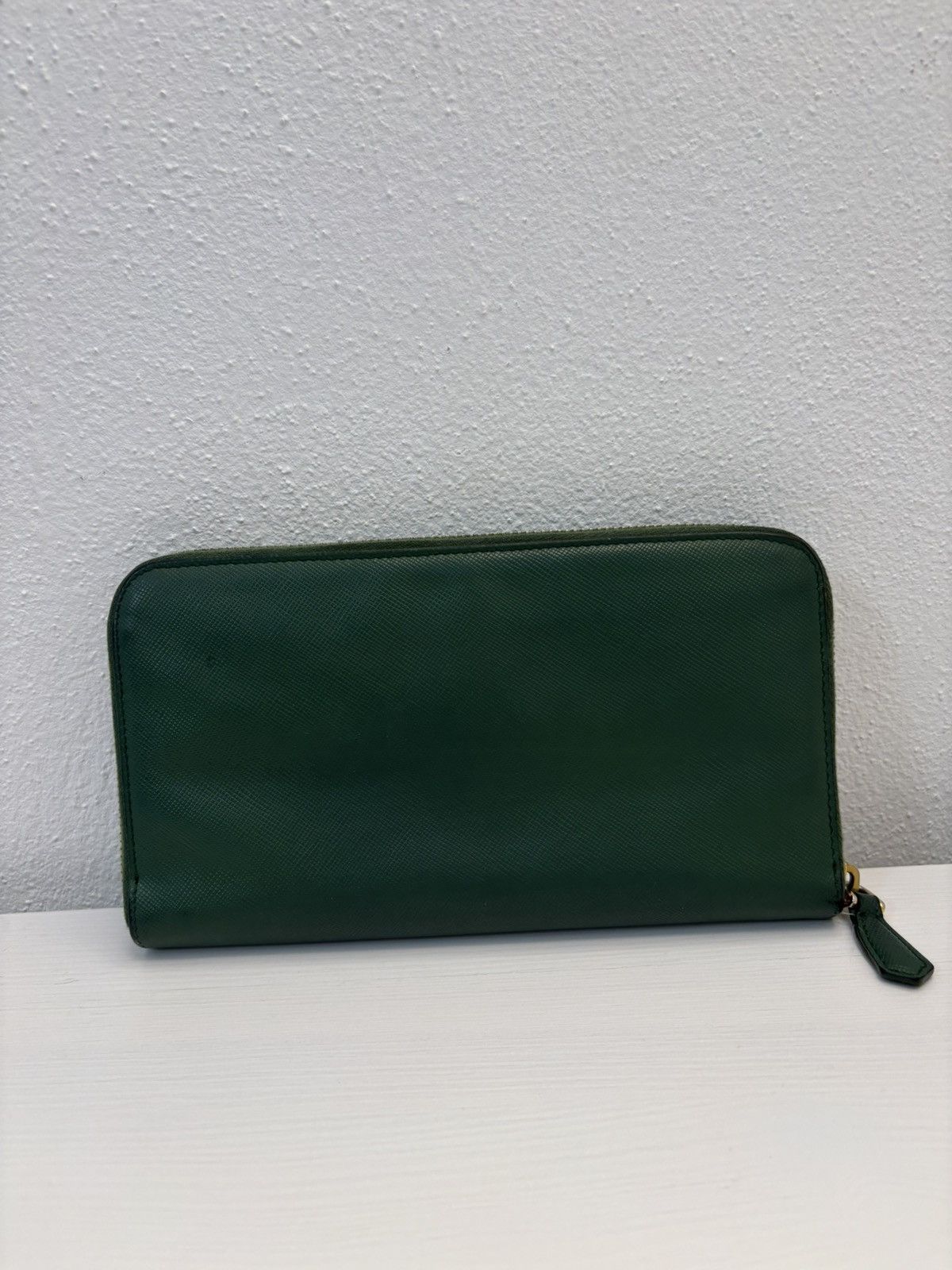 Prada Prada Dark Green Saffiano Leather Logo Zip Around Wallet Size ONE SIZE - 4 Thumbnail