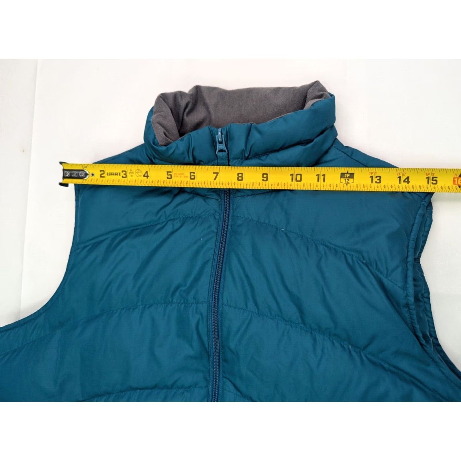 Lands' End Lands' End Puffer Vest Men M Down Insulated Teal Blue-Green Solid Short Stand-Up Collar Quilted Jacket/Coat Style (44" Chest) Regular Fit Adult Mens Size US M / EU 48-50 / 2 - 6 Thumbnail