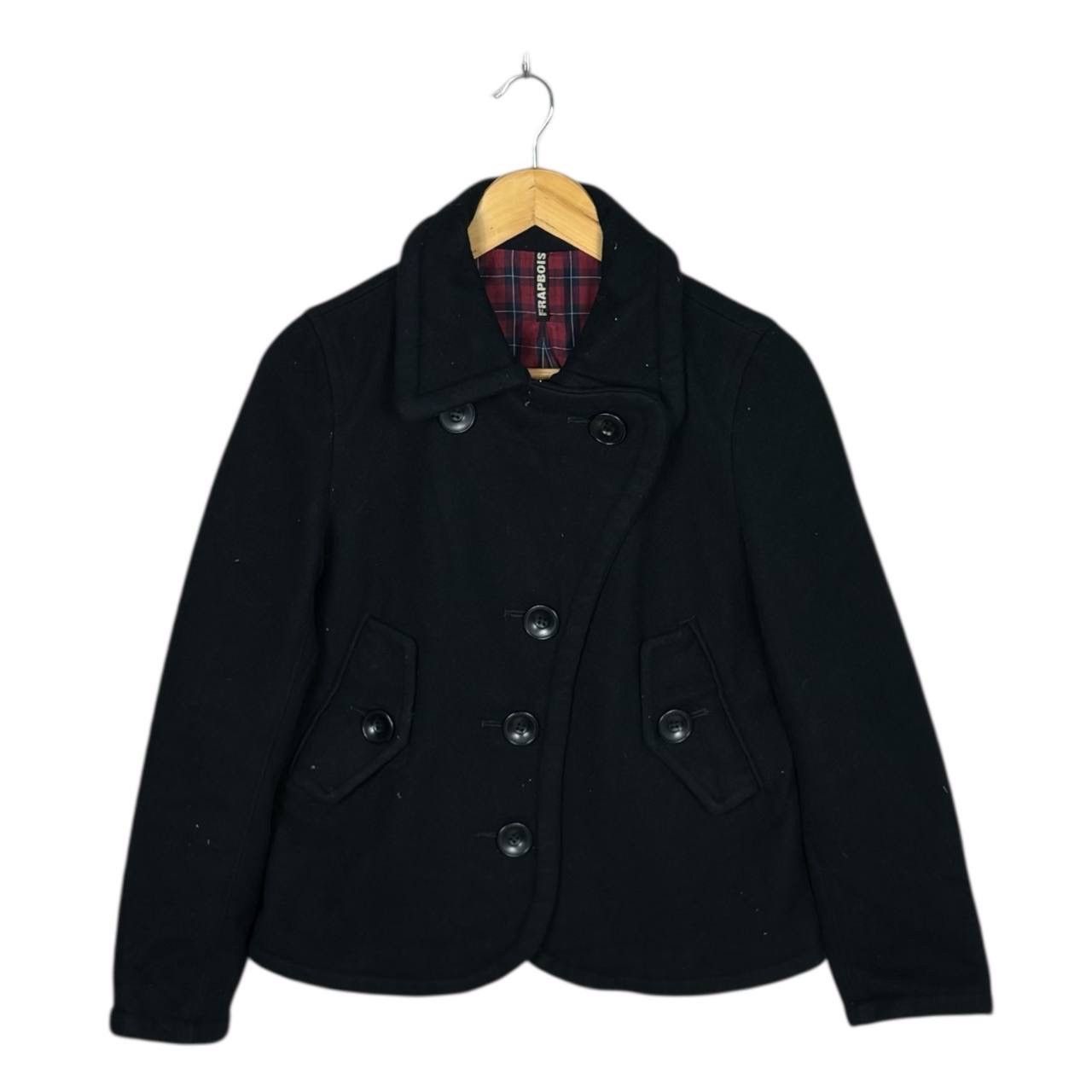 Frapbois FRAPBOIS Archival Wool Asymmetric Peacoat Jacket Black Sz 1 Size S / US 4 / IT 40 - 1 Thumbnail