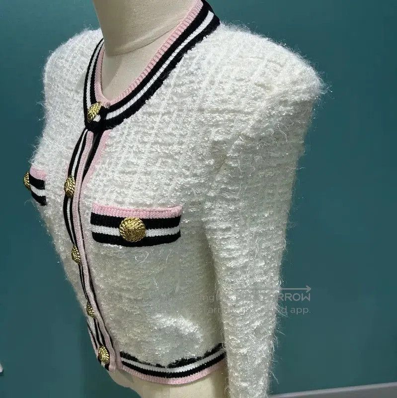 Balmain Balmain Women's White Long Sleeve Cardigan . Size M / US 6-8 / IT 42-44 - 3 Thumbnail