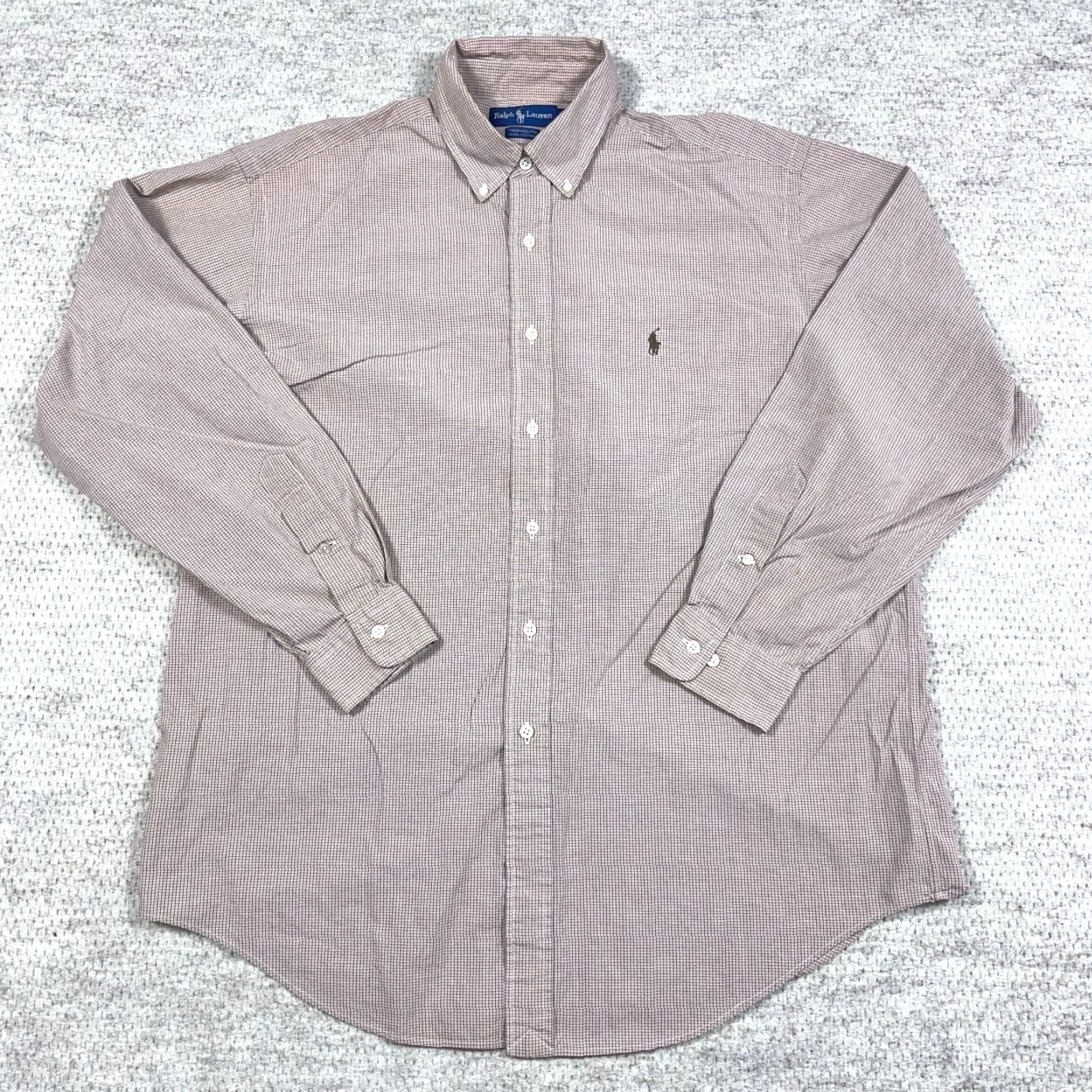 Ralph Lauren Ralph Lauren Shirt Men Adult Large Brown Plaid Button-Up Size 42R - 2 Thumbnail
