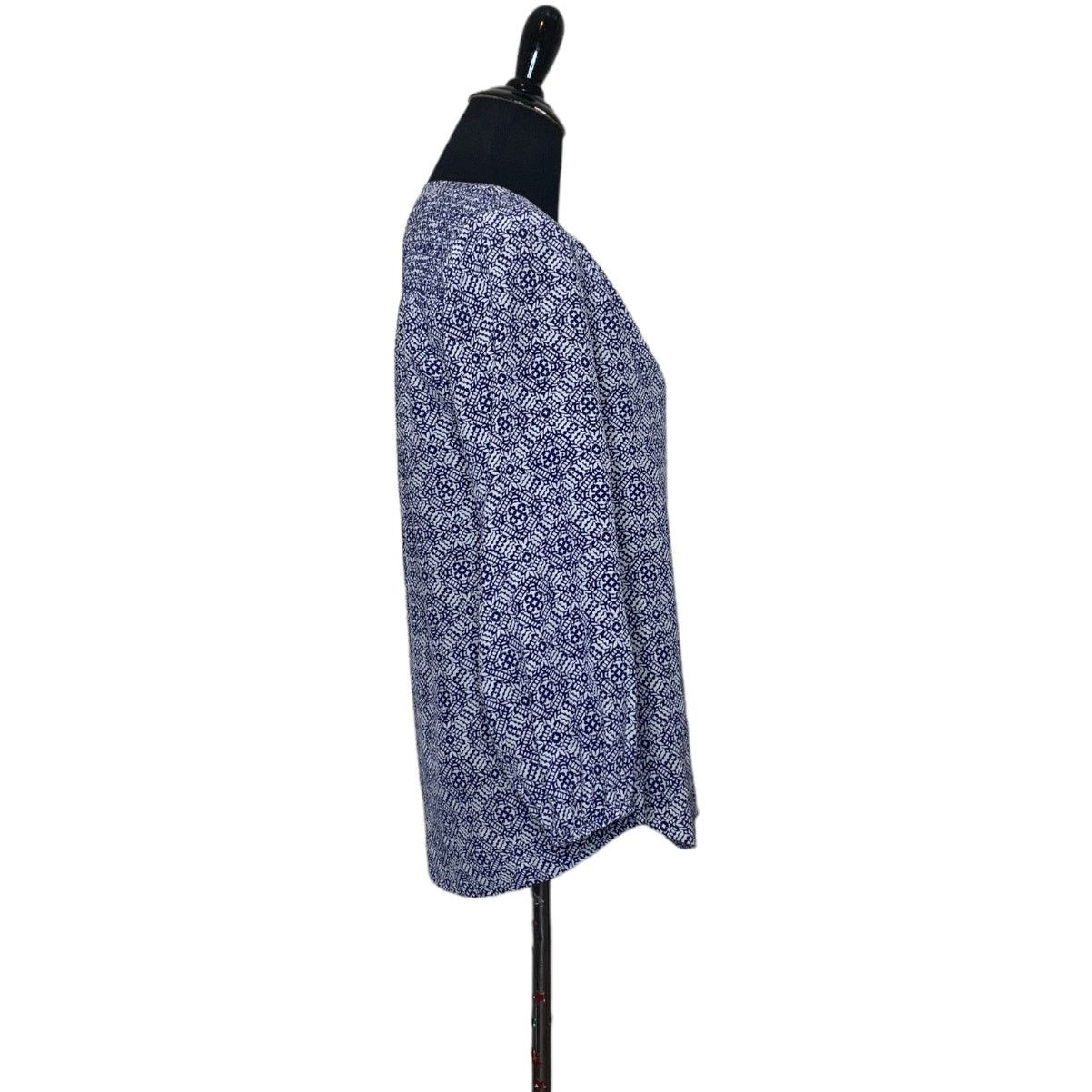 Joie Joie blue print silk 3/4 sleeves v neck tunic top size XXS Size XXS / US 00 / IT 34 - 6 Thumbnail