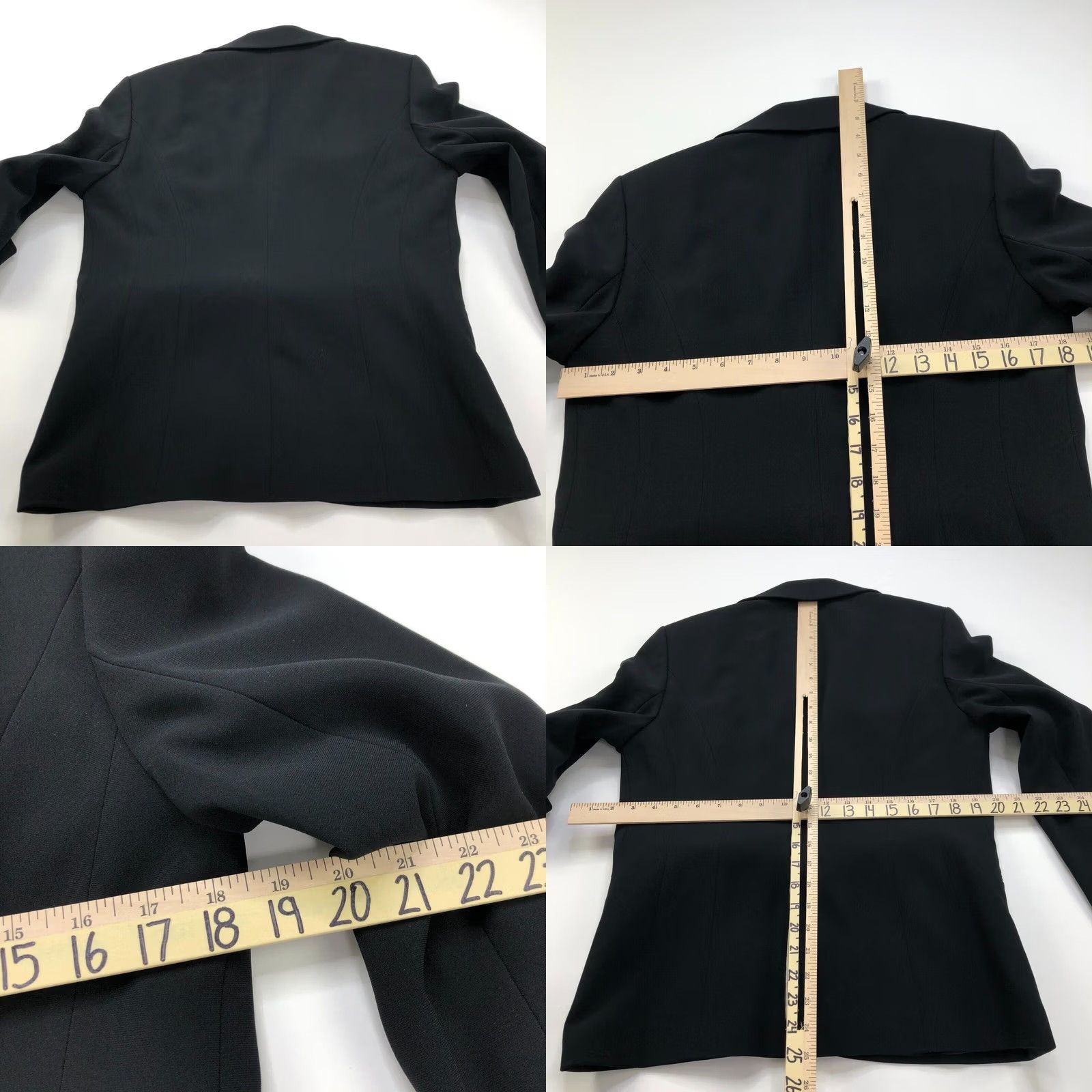 Ann Taylor Ann Taylor Blazer 8 Black Womens Three Button Polyester Knit Solid Mid-Length Long Sleeve Career Casual Jacket Size M / US 6-8 / IT 42-44 - 8 Thumbnail
