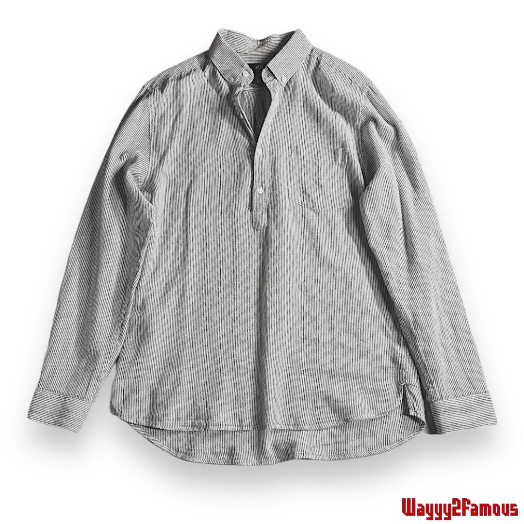 H&M Gray Strip Half-Button Up Size US M / EU 48-50 / 2 - 1 Thumbnail