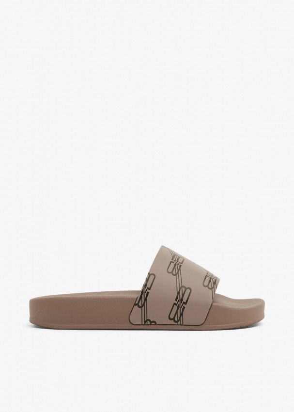 image of Balenciaga Pool Slide Sandal Bb Monogram in Brown, Women's (Size 5)