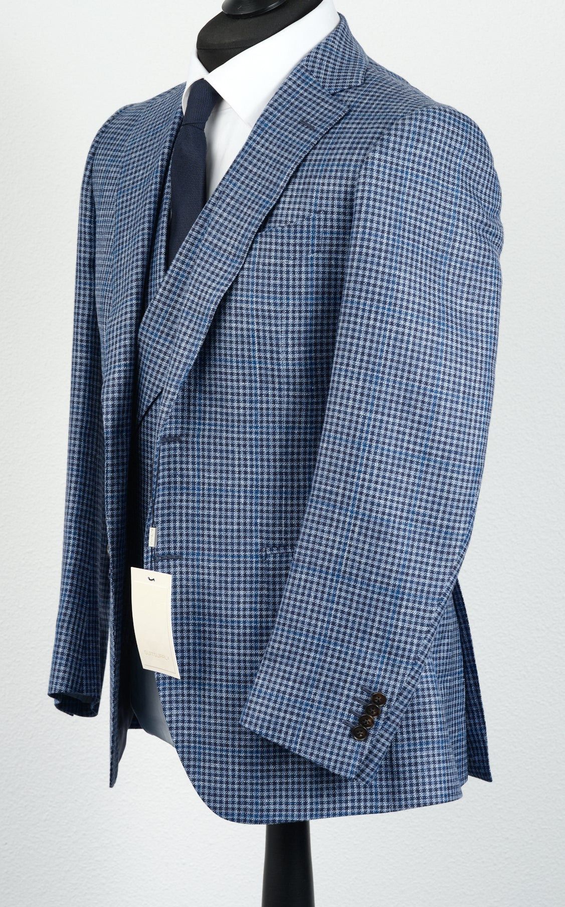 Suitsupply NWT Suitsupply blue shepherd check 3pc suit, size 36R\EU46 Size 36R - 2 Thumbnail