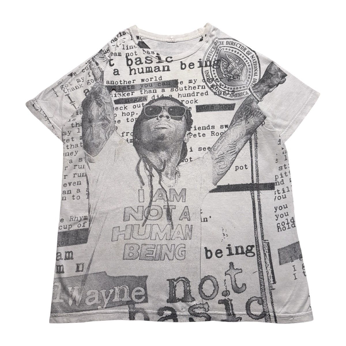 Vintage Lil Wayne I Am Not Human Being AOP T Shirt Men's L