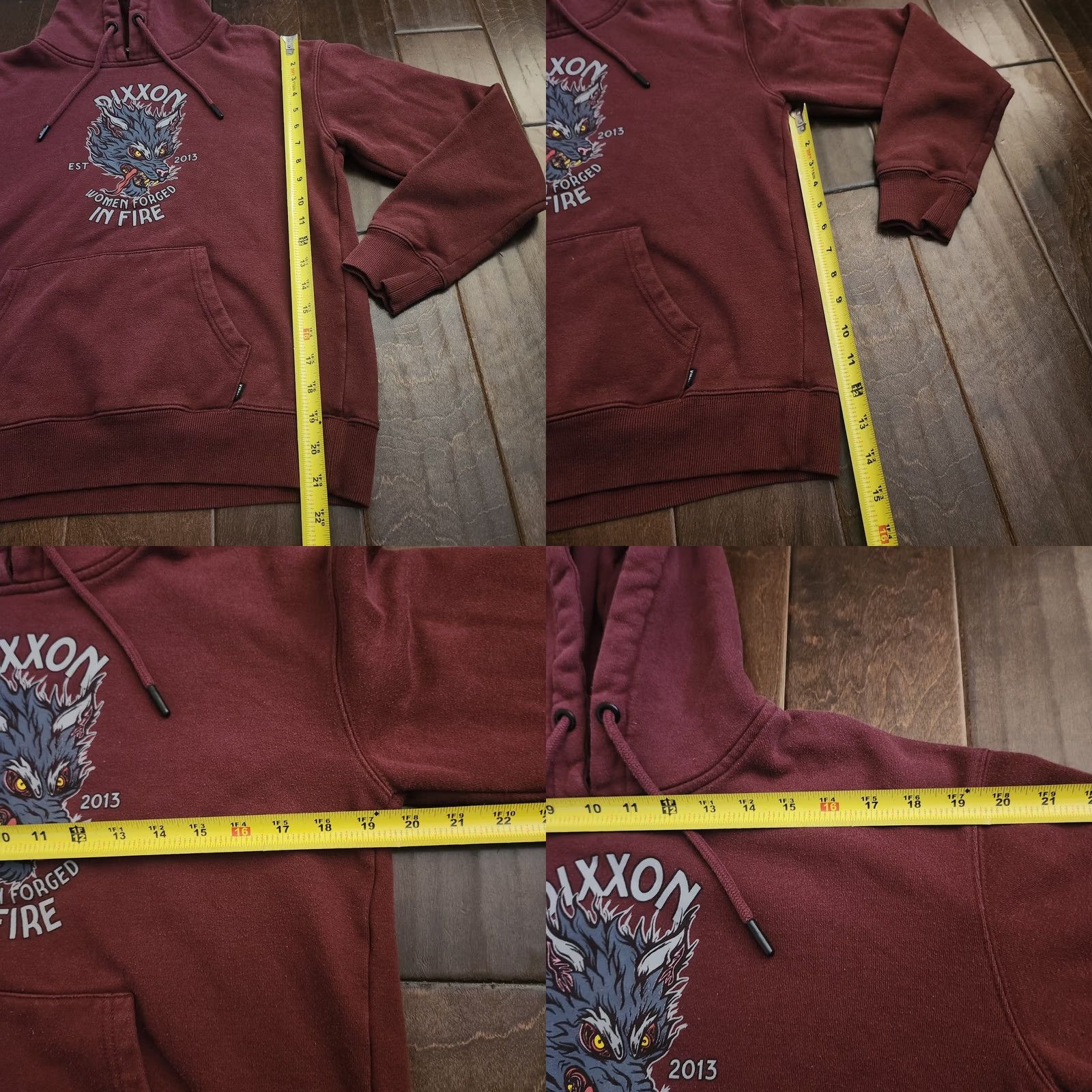 Vintage Vixxon Women Hoodie Pullover Long Sleeve Regular Fit Burgundy Motorcycle Outdoor Winter Spring Fall Womens S Size S / US 4 / IT 40 - 8 Thumbnail