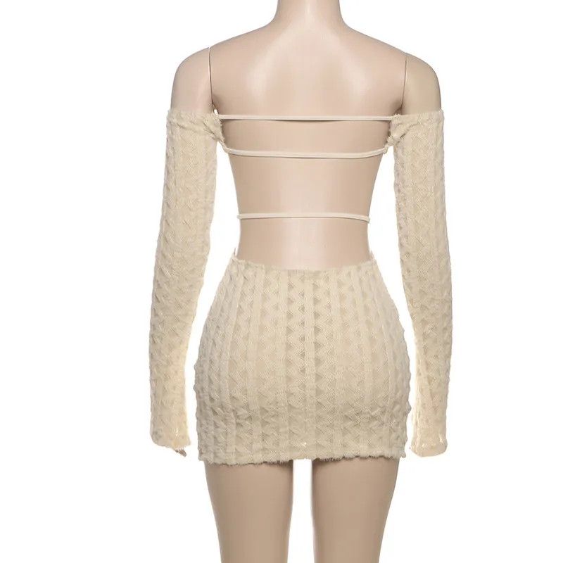 Other Solid Color High Waist Slim Fit Backless Off-shoulder Dress Size L / US 10 / IT 46 - 8 Thumbnail