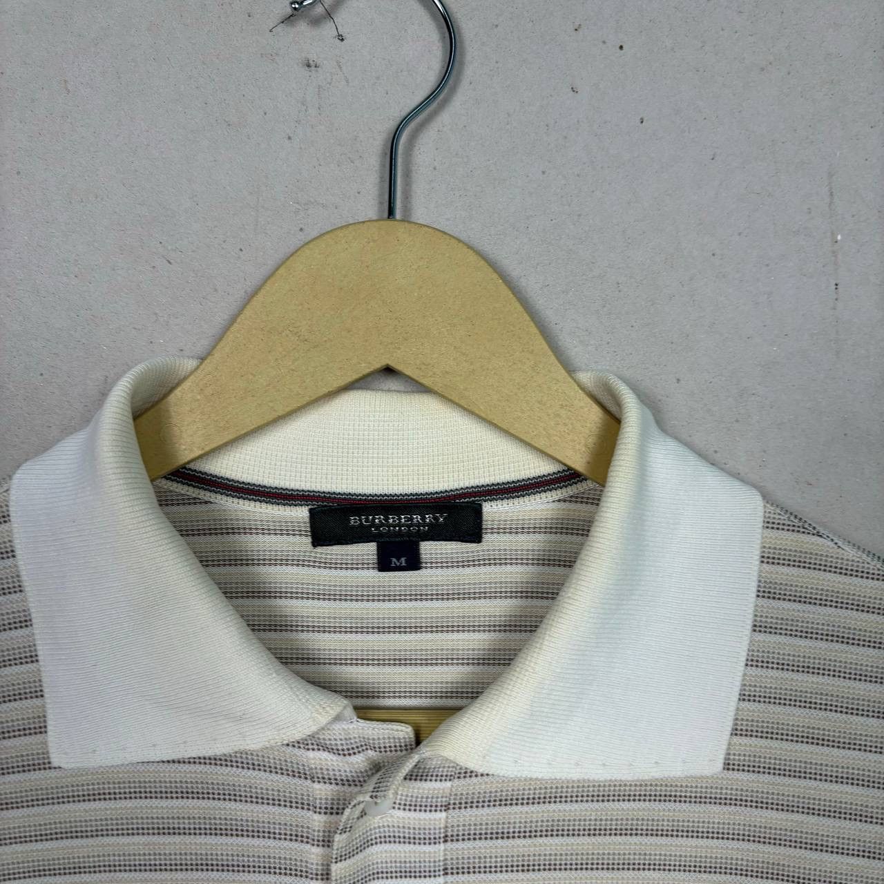 Burberry Vtg Burberry London Striped Knit Polo Shirt Brwon White Sz M Size US M / EU 48-50 / 2 - 4 Thumbnail
