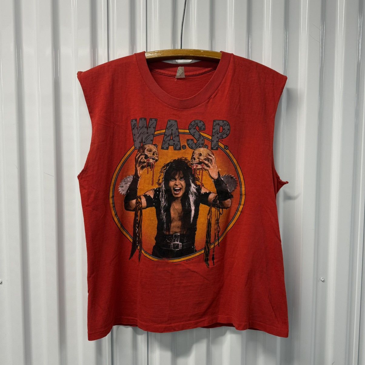Vintage RARE Vintage 80s WASP Fucked Up Double Sided Cutoff Band Tee Size US L / EU 52-54 / 3 - 2 Thumbnail