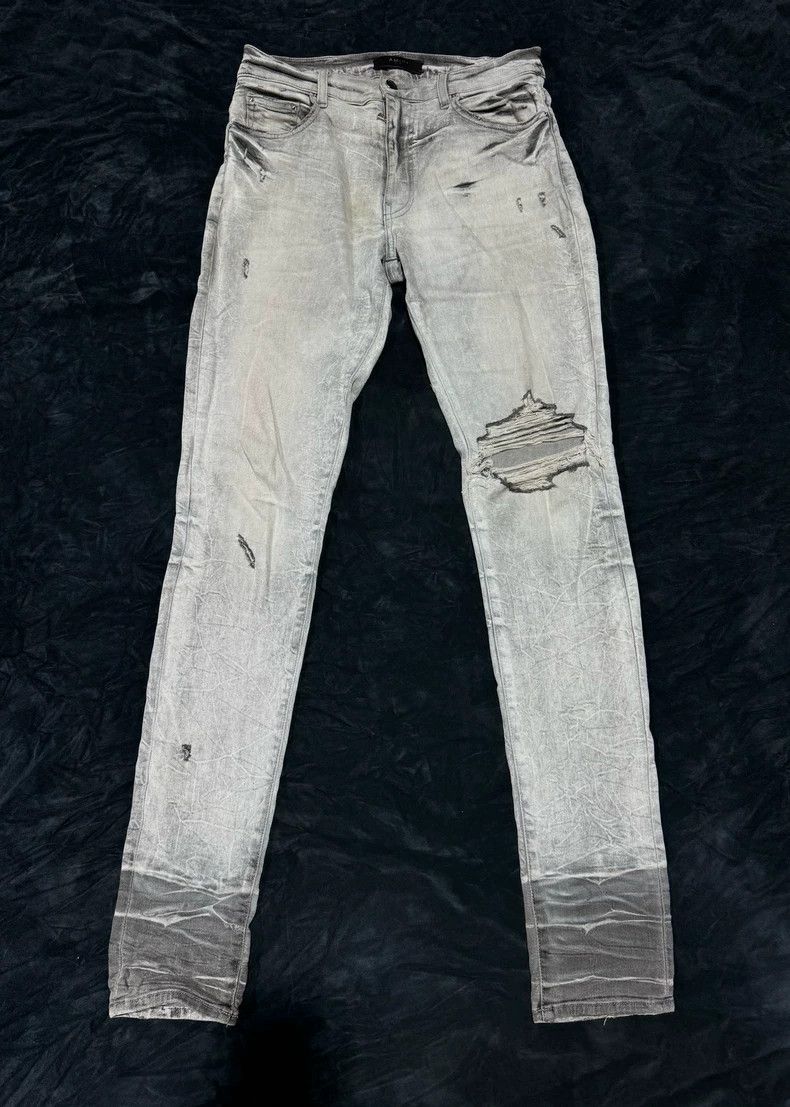 Amiri Amiri Washed white gray snowfall broken holes destroy elast Size US 32 / EU 48 - 1 Thumbnail
