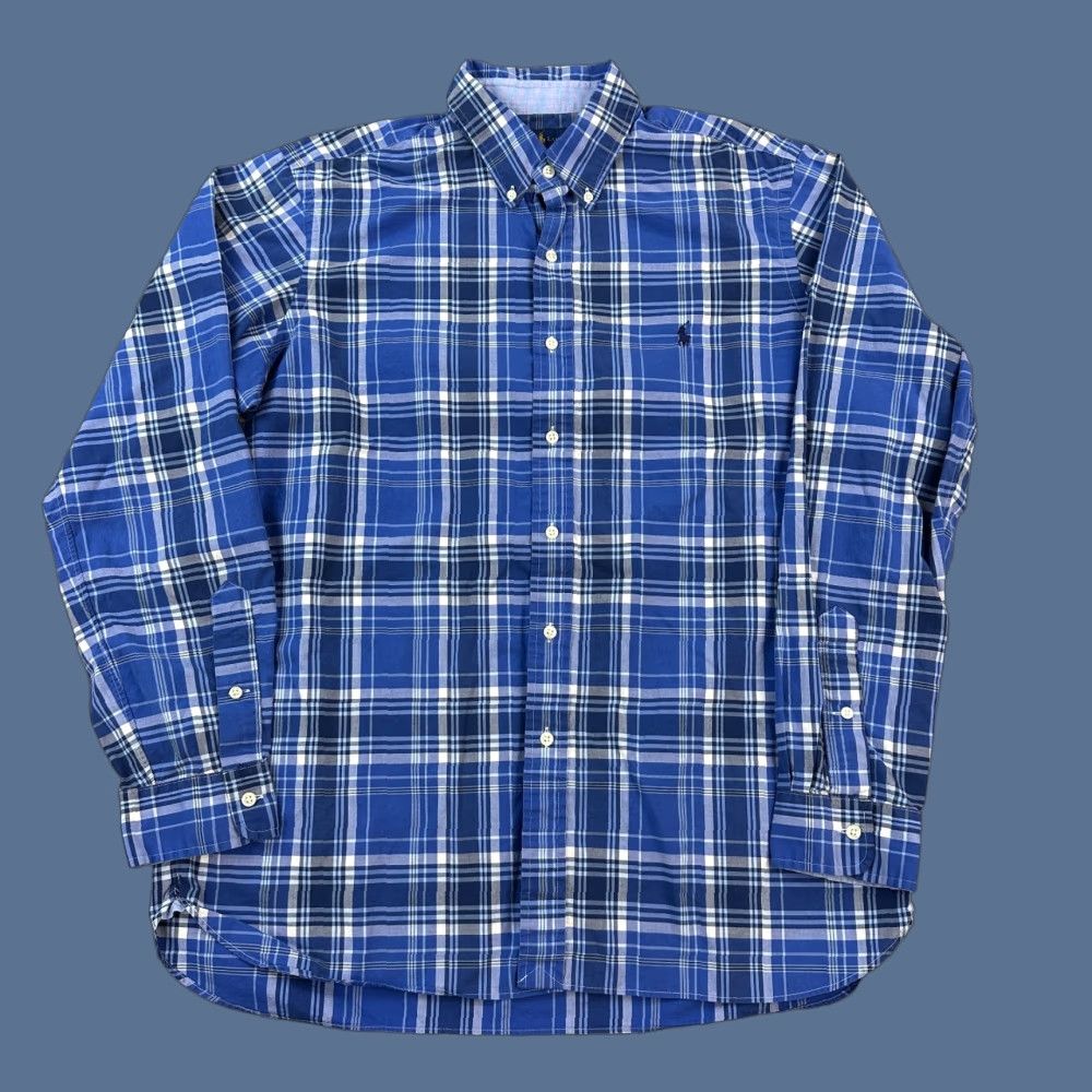 Ralph Lauren Ralph Lauren Shirt Mens Large Blue Plaid 100% Cotton Stretch Button-Down Casual Size US L / EU 52-54 / 3 - 1 Thumbnail