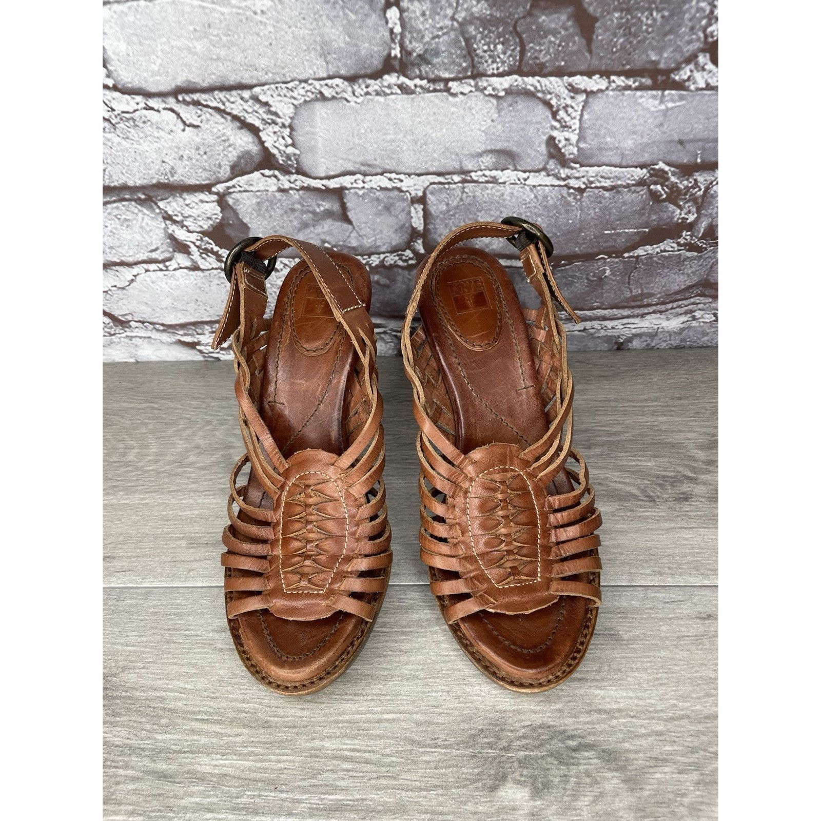 Frye Frye Joy Brown Braided Leather Huarache Platform Heel Sandal Size US 6.5 / IT 36.5 - 15 Thumbnail